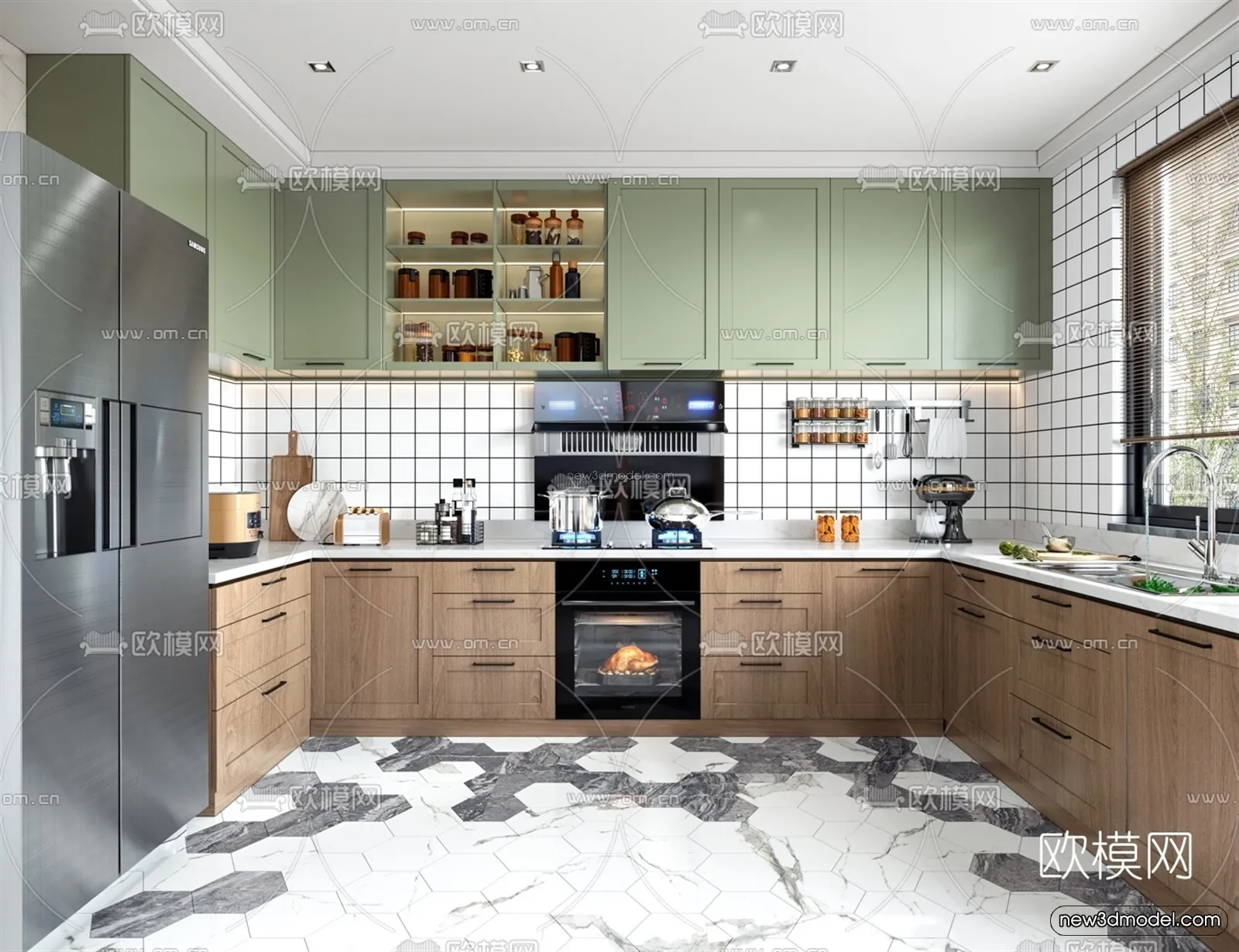 Nordic Style Interior 3D Blocks – Kitchen 3D Model – 458 – VRAY