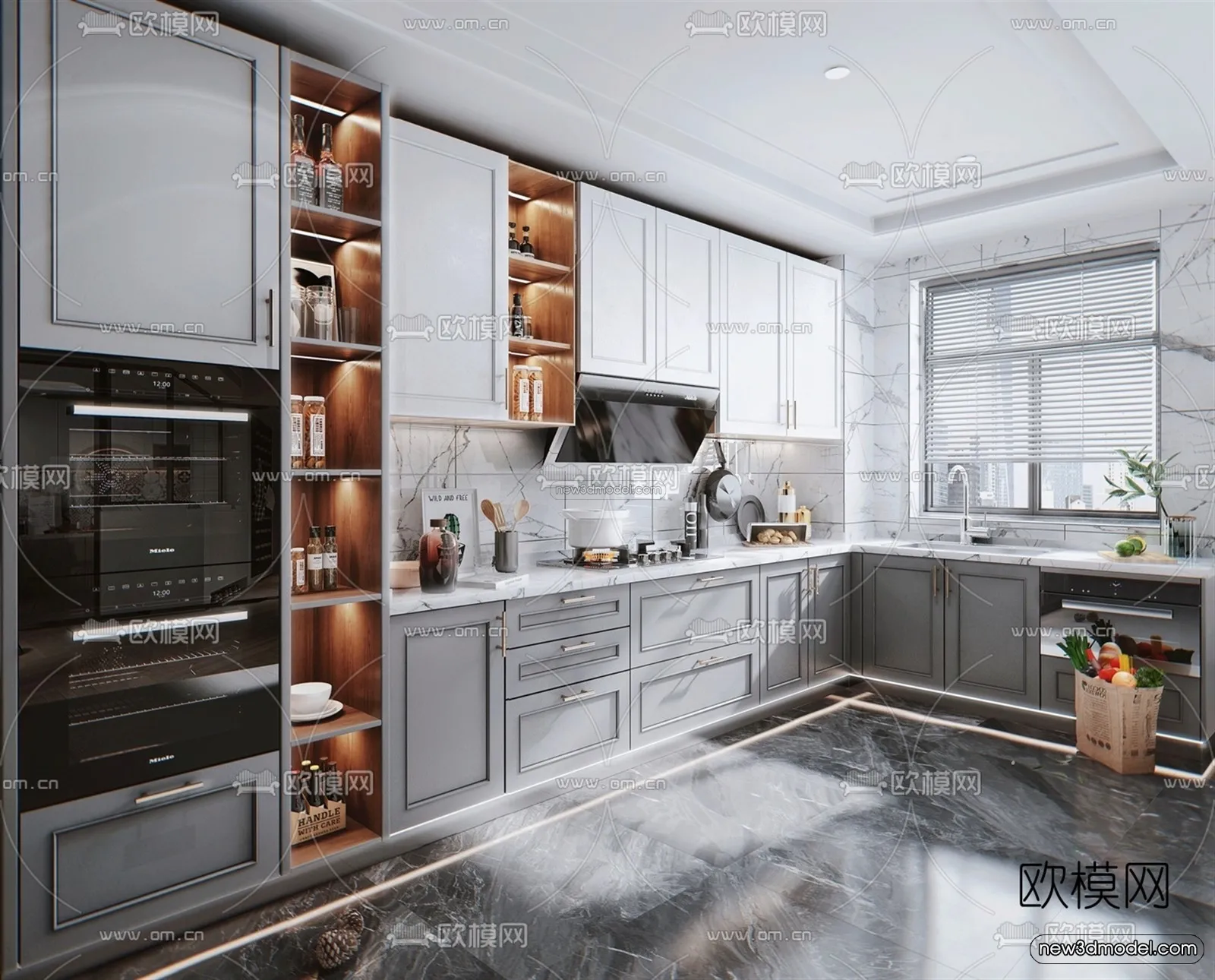 Nordic Style Interior 3D Blocks – Kitchen 3D Model – 459 – VRAY