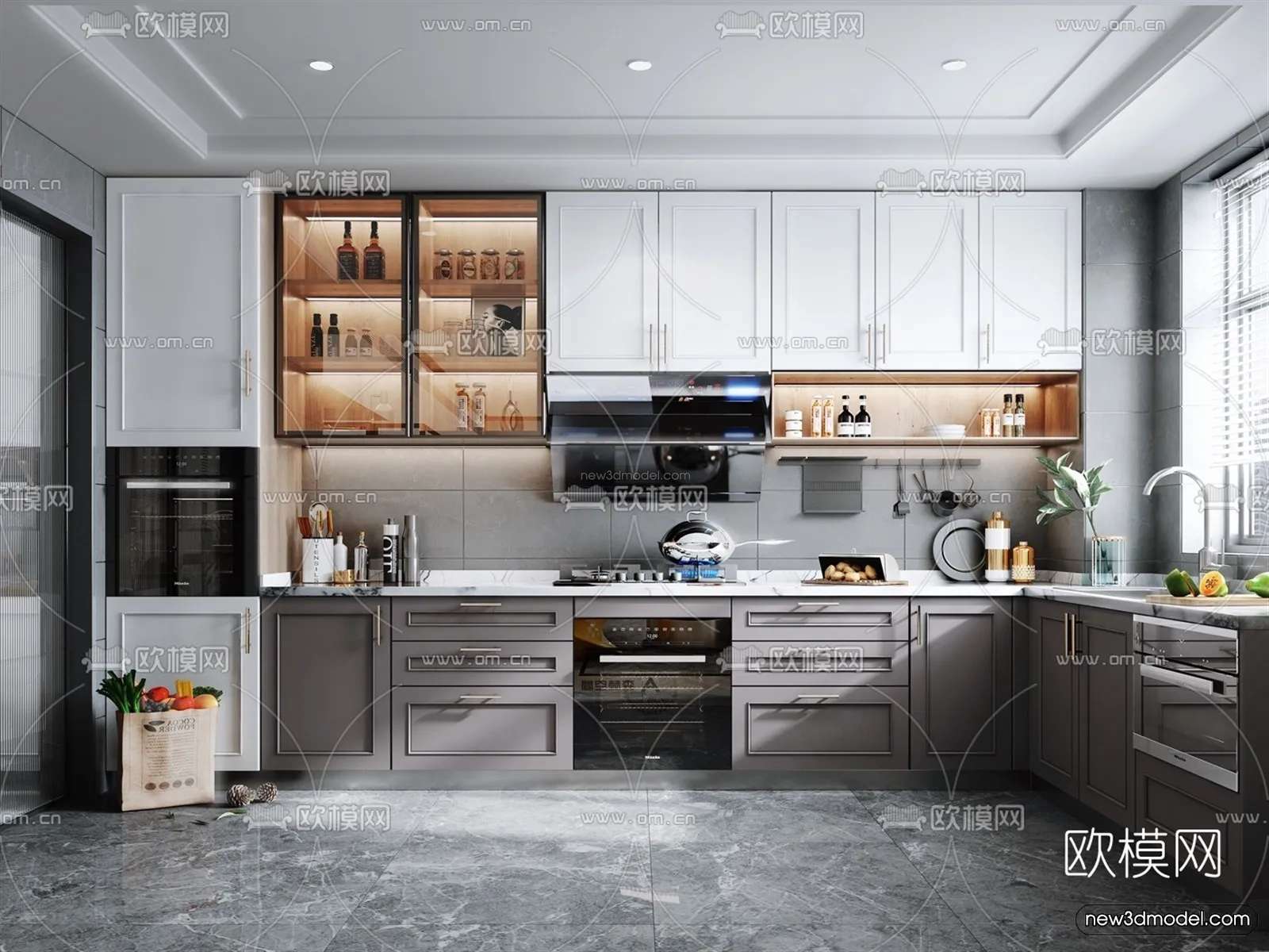 Nordic Style Interior 3D Blocks – Kitchen 3D Model – 461 – VRAY