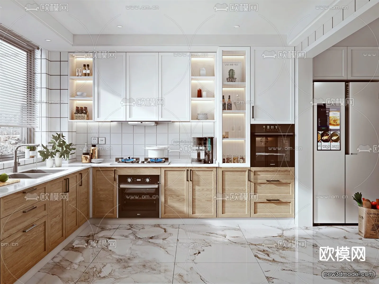 Nordic Style Interior 3D Blocks – Kitchen 3D Model – 463 – VRAY