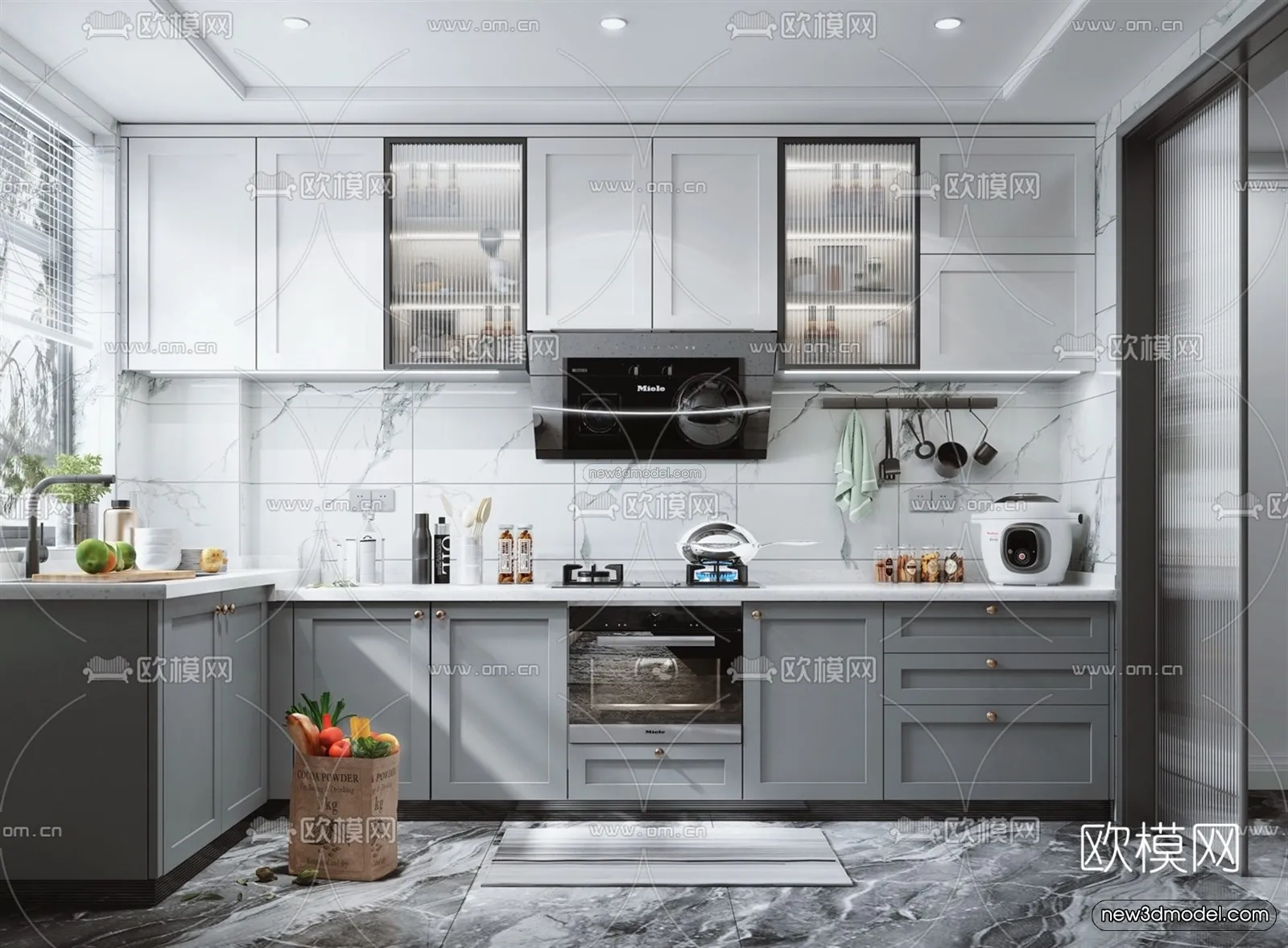 Nordic Style Interior 3D Blocks – Kitchen 3D Model – 465 – VRAY