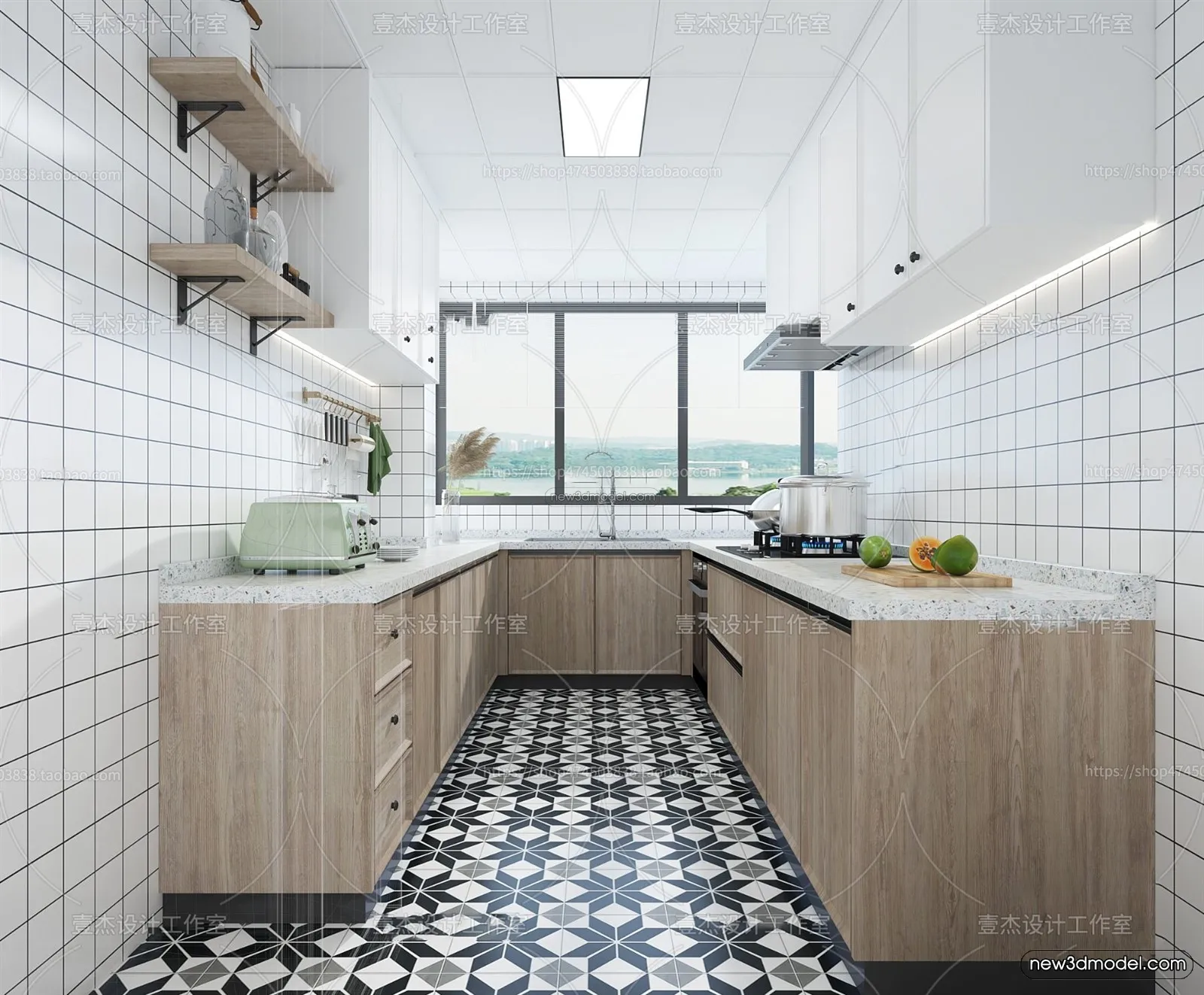Nordic Style Interior 3D Blocks – Kitchen 3D Model – 466 – VRAY