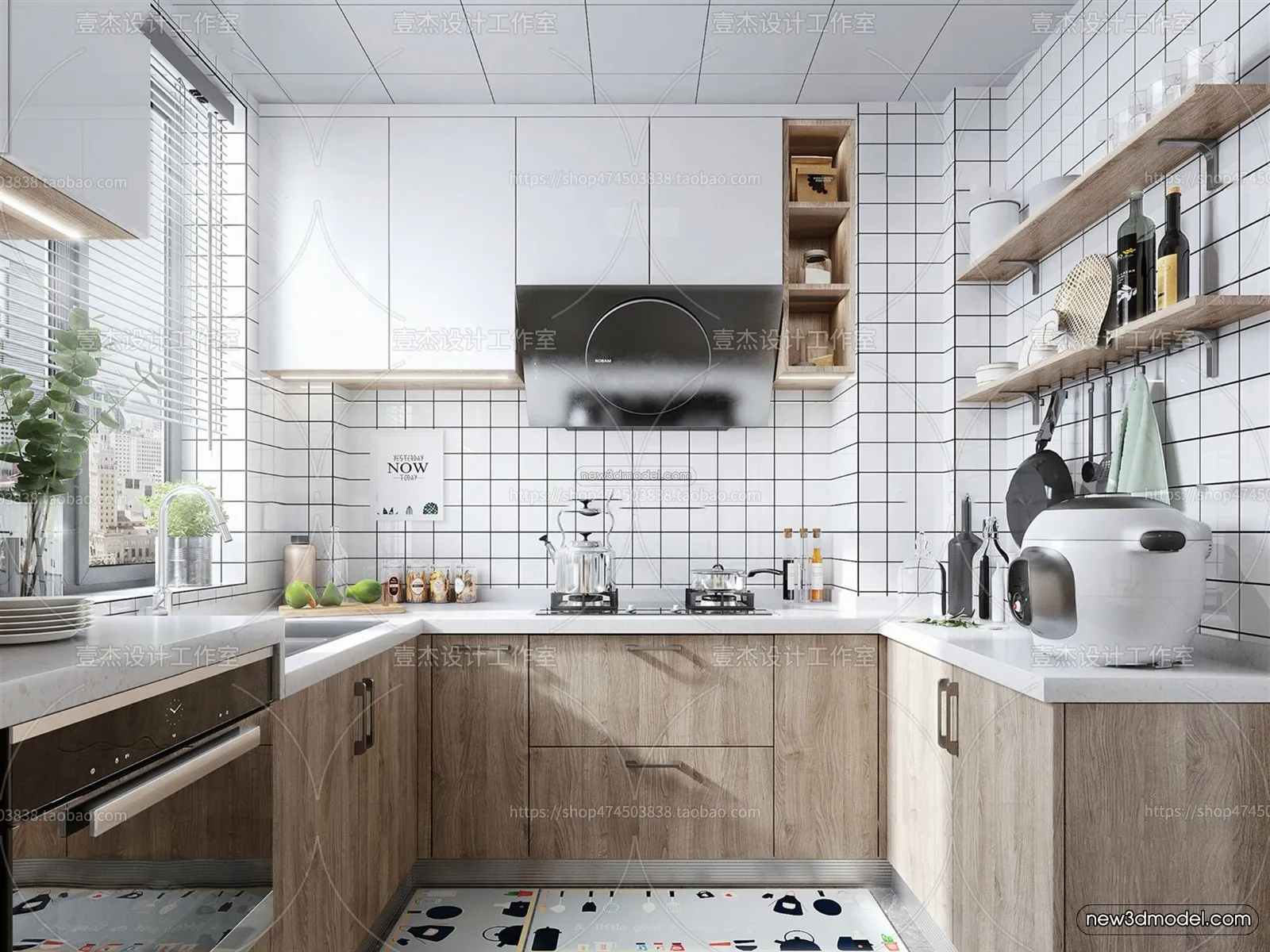 Nordic Style Interior 3D Blocks – Kitchen 3D Model – 467 – VRAY