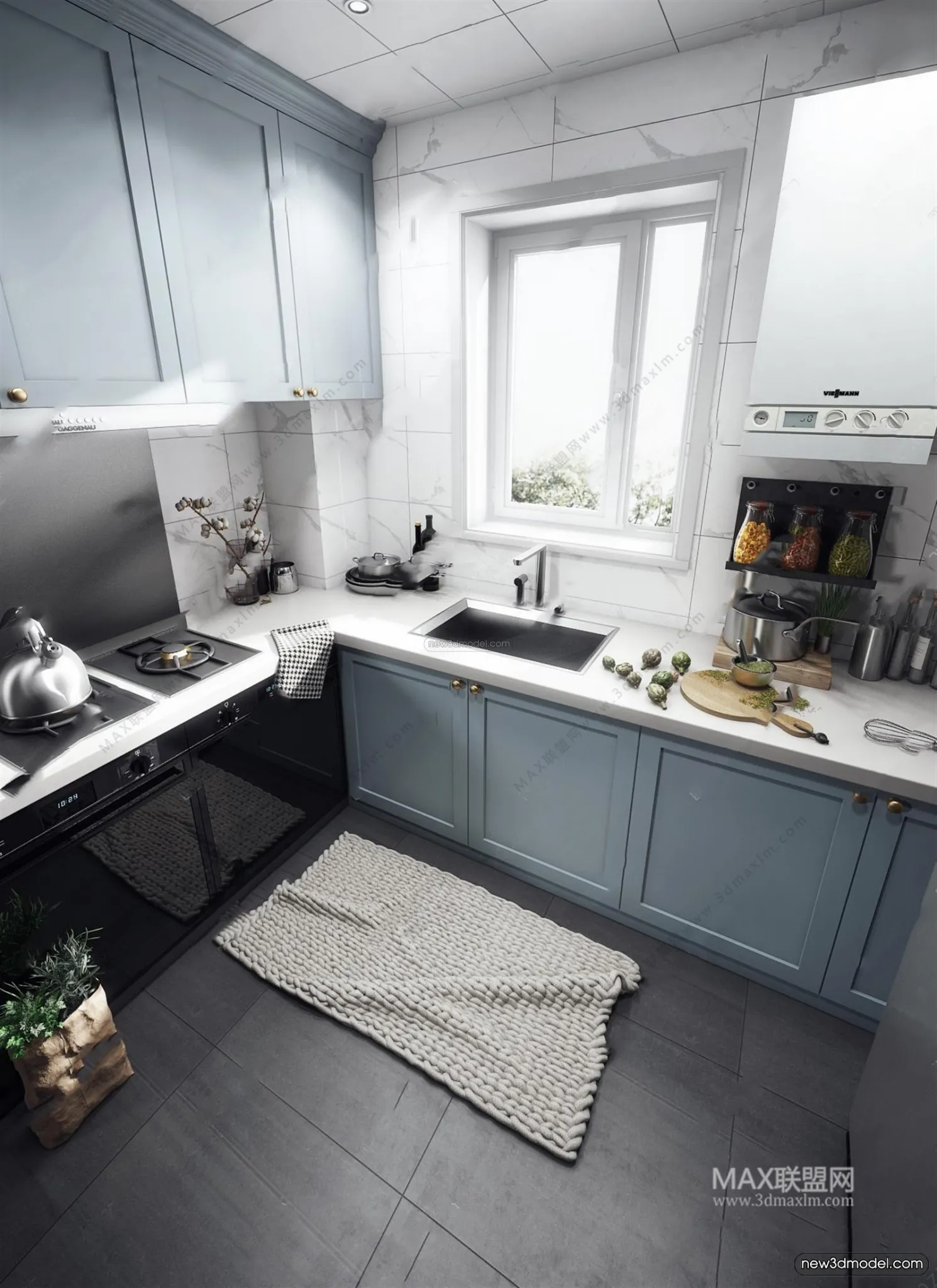 Nordic Style Interior 3D Blocks – Kitchen 3D Model – 469 – VRAY