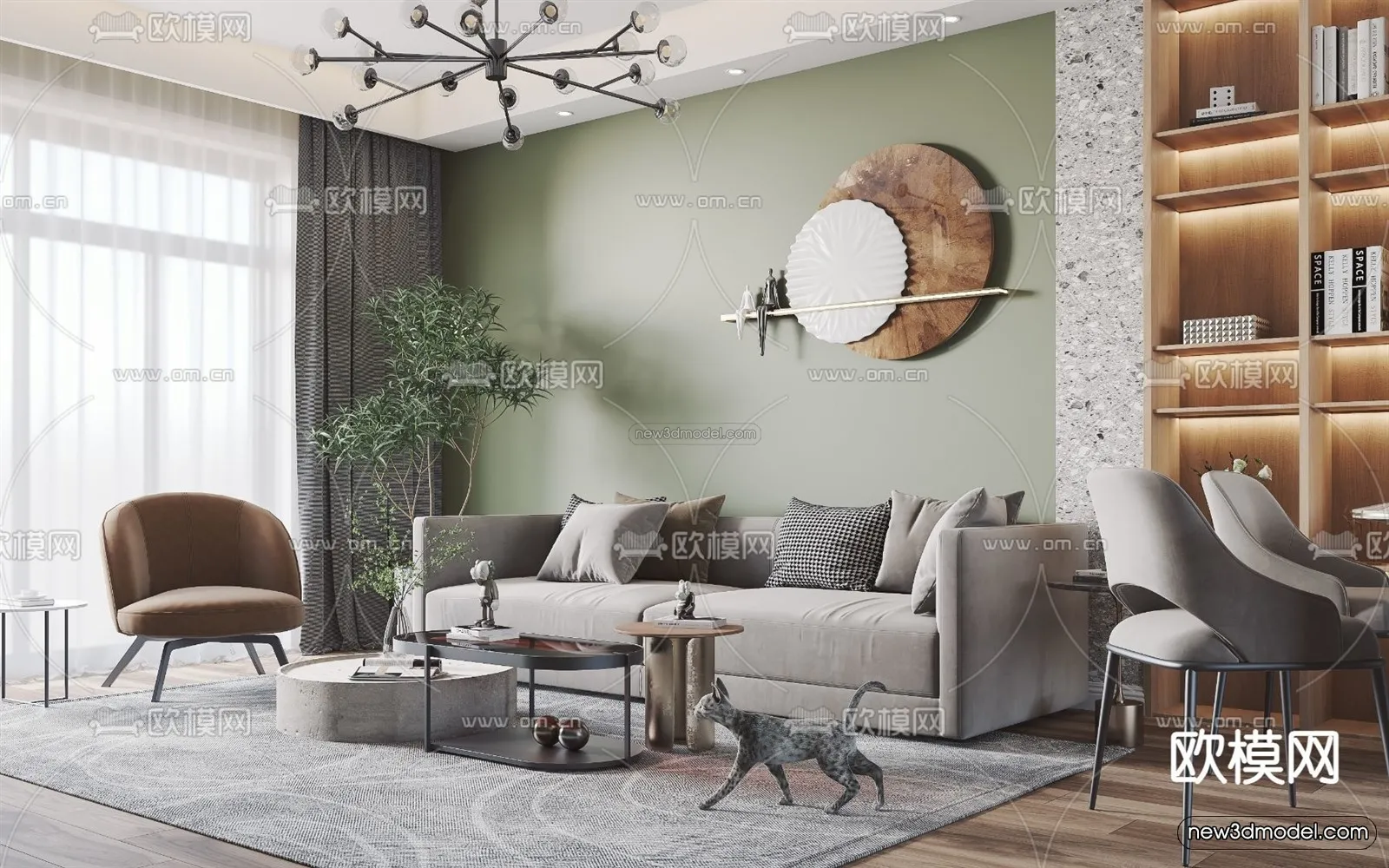 Nordic Style Interior 3D Blocks – Living Room 3D Model – 002 – VRAY