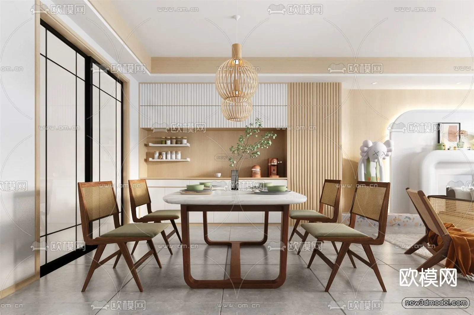 Nordic Style Interior 3D Blocks – Living Room 3D Model – 003 – VRAY