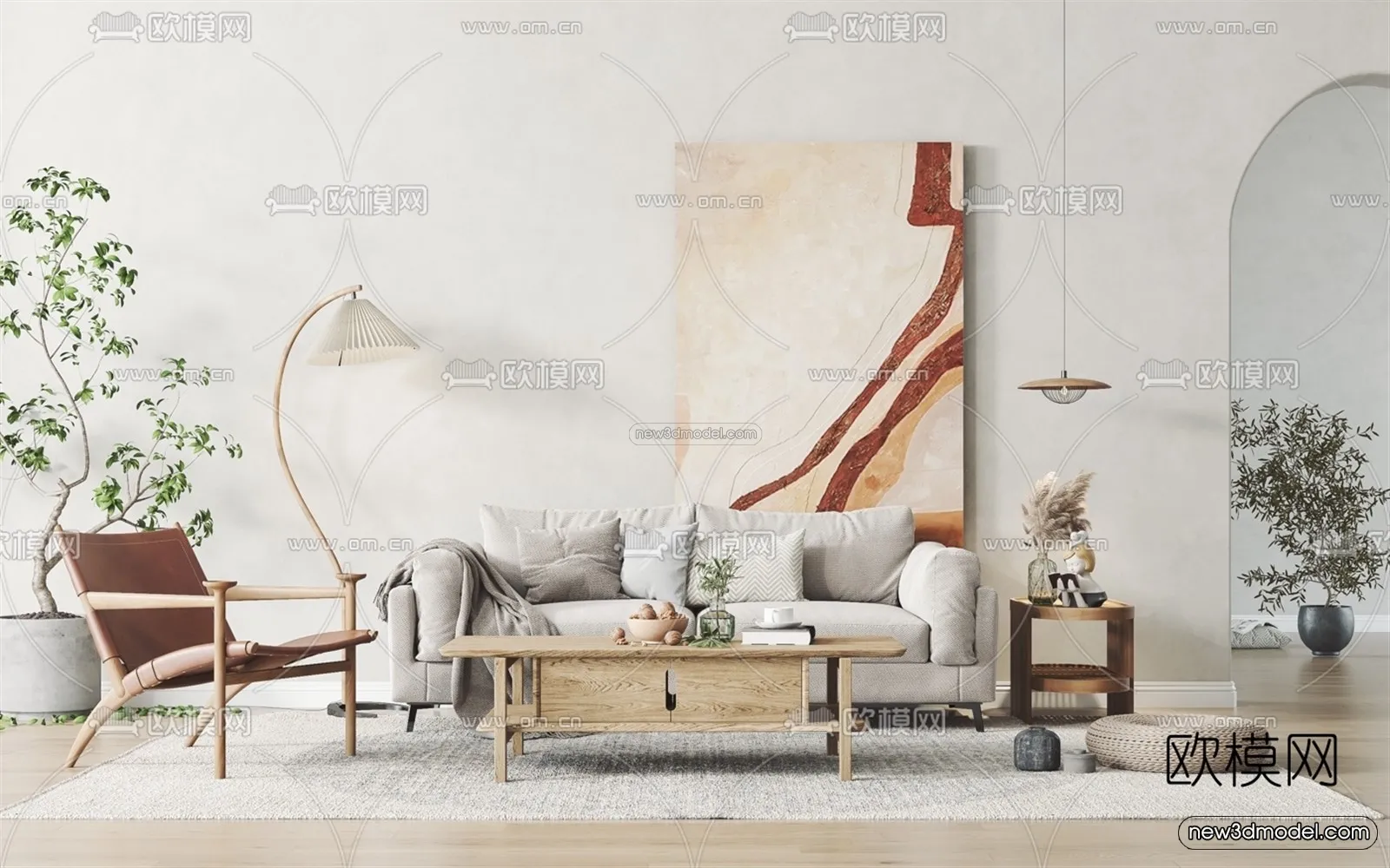 Nordic Style Interior 3D Blocks – Living Room 3D Model – 004 – VRAY