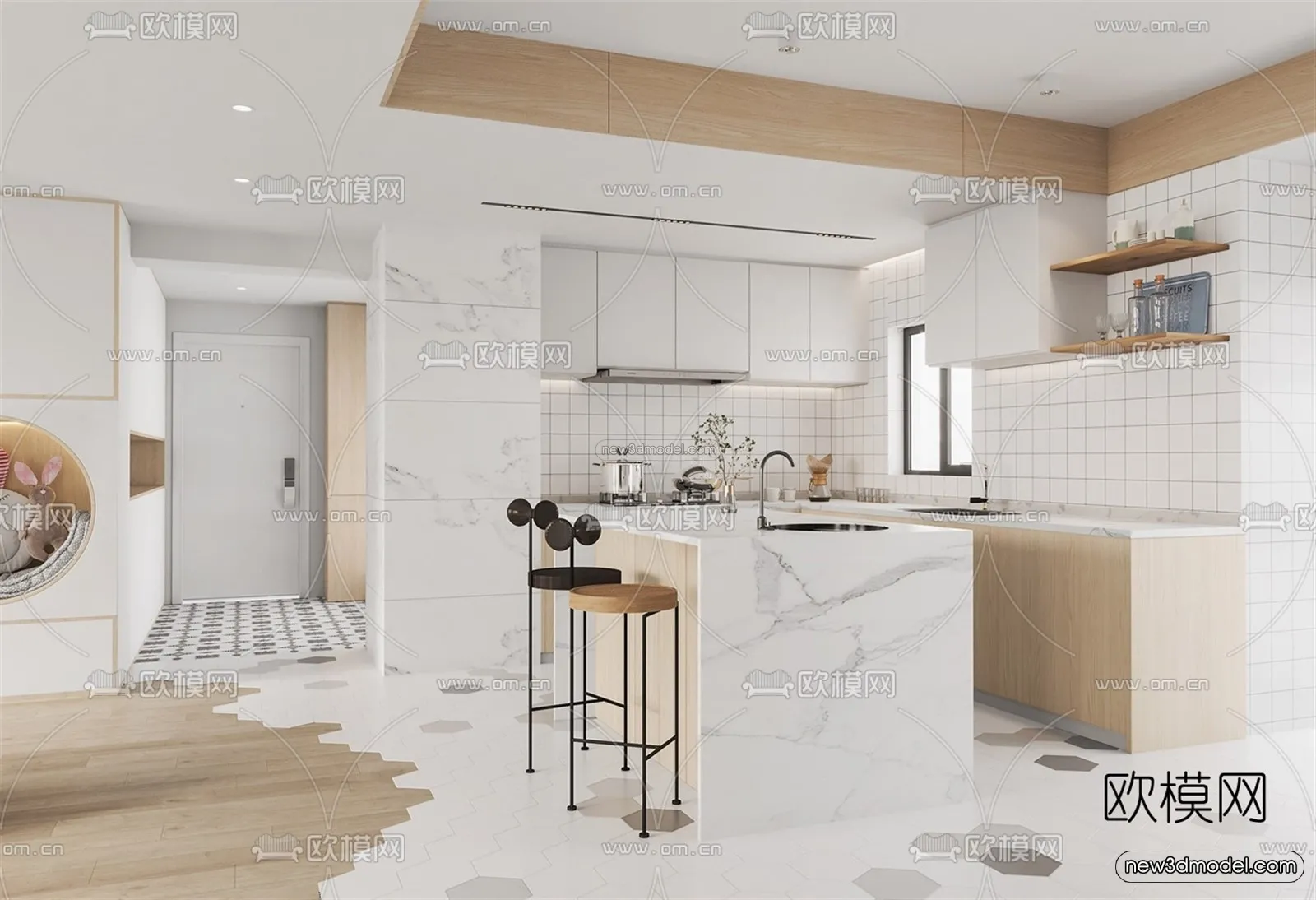 Nordic Style Interior 3D Blocks – Living Room 3D Model – 007 – VRAY