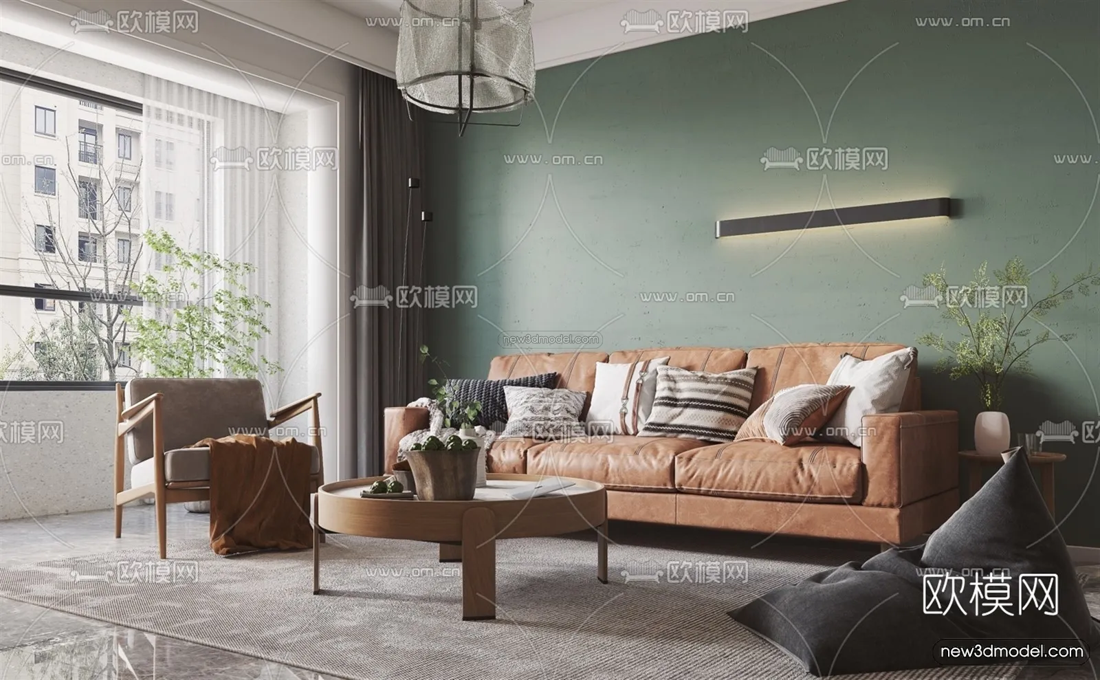 Nordic Style Interior 3D Blocks – Living Room 3D Model – 009 – VRAY