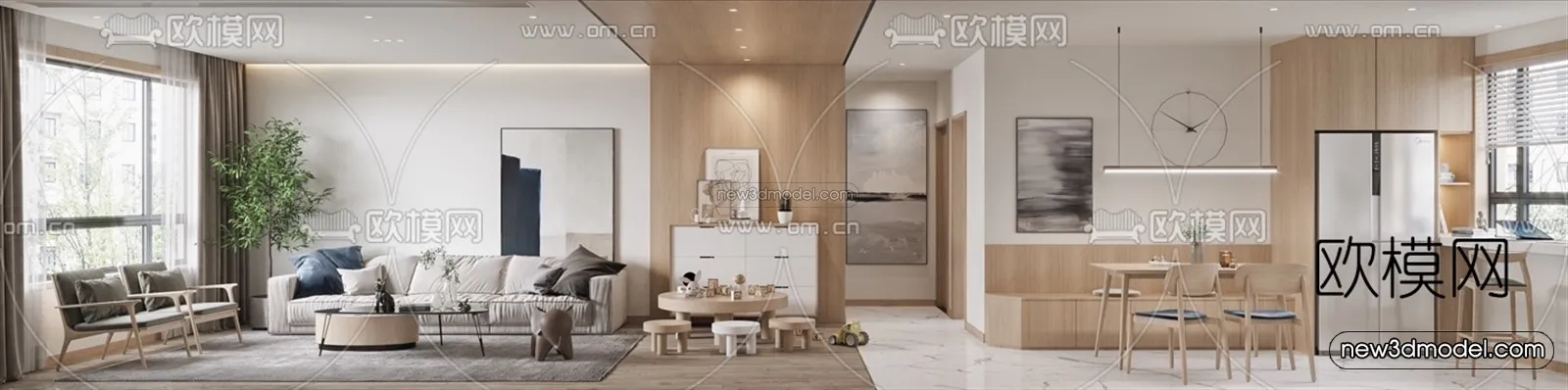 Nordic Style Interior 3D Blocks – Living Room 3D Model – 010 – VRAY