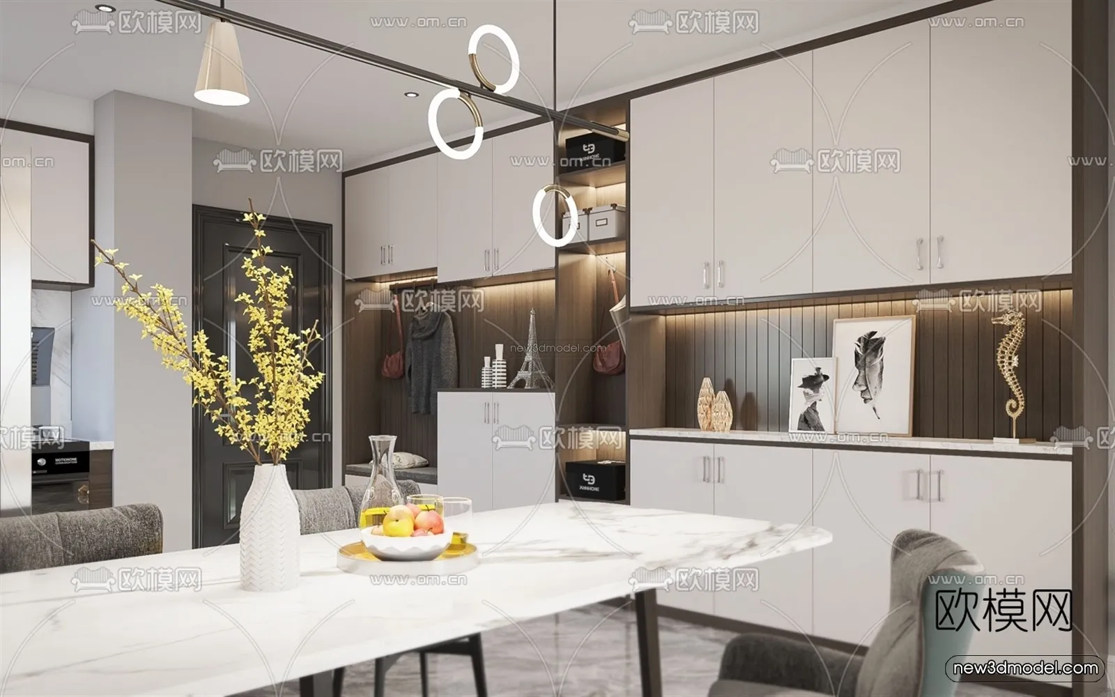 Nordic Style Interior 3D Blocks – Living Room 3D Model – 015 – VRAY