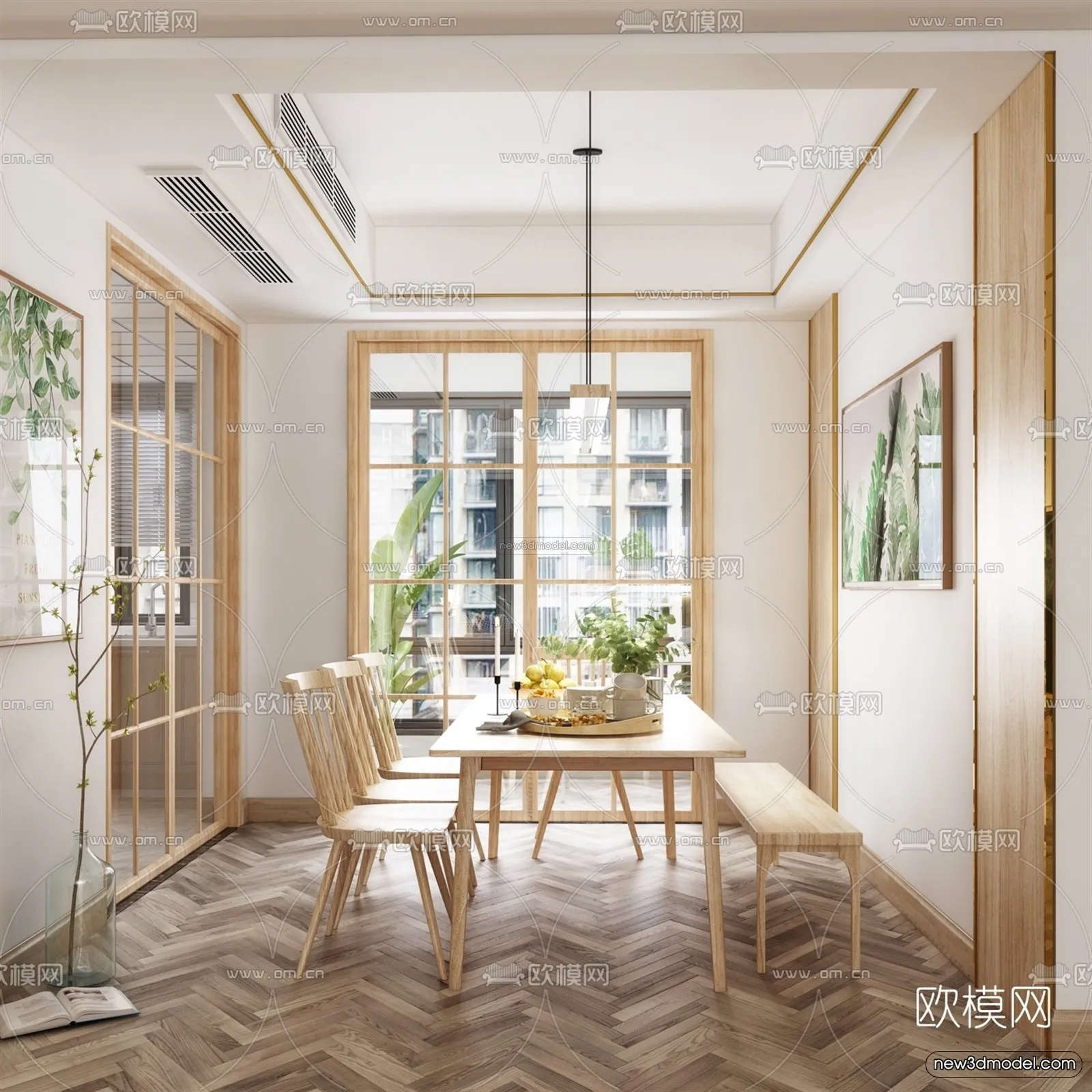 Nordic Style Interior 3D Blocks – Living Room 3D Model – 016 – VRAY