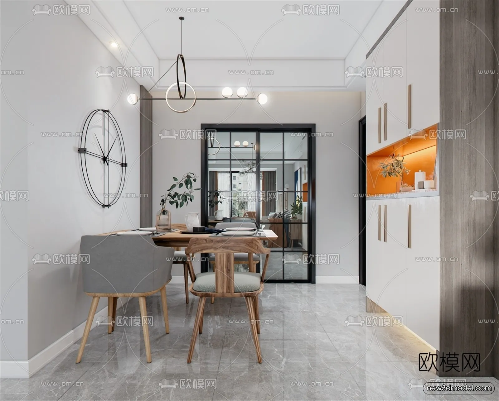 Nordic Style Interior 3D Blocks – Living Room 3D Model – 018 – VRAY