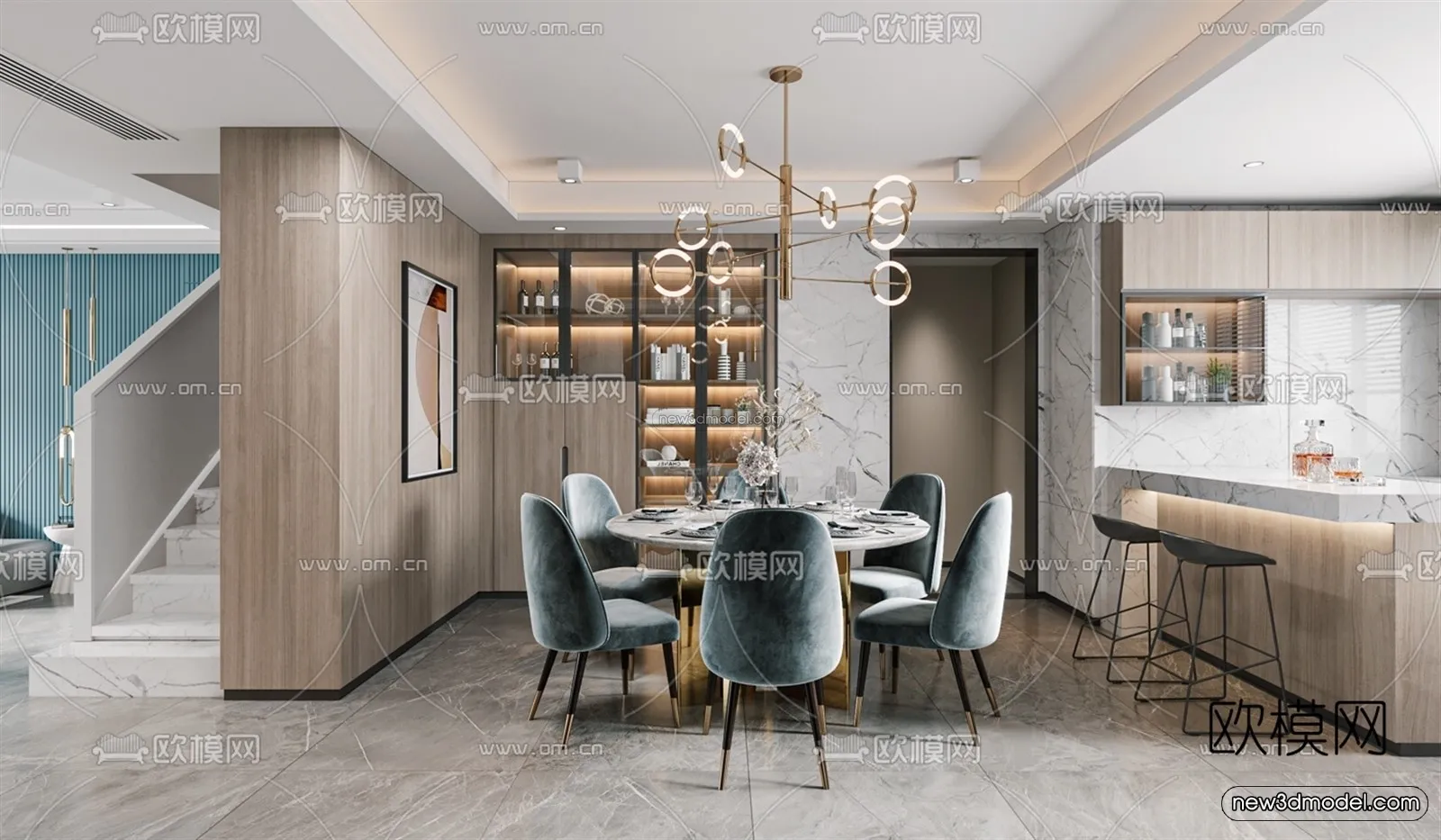 Nordic Style Interior 3D Blocks – Living Room 3D Model – 021 – VRAY