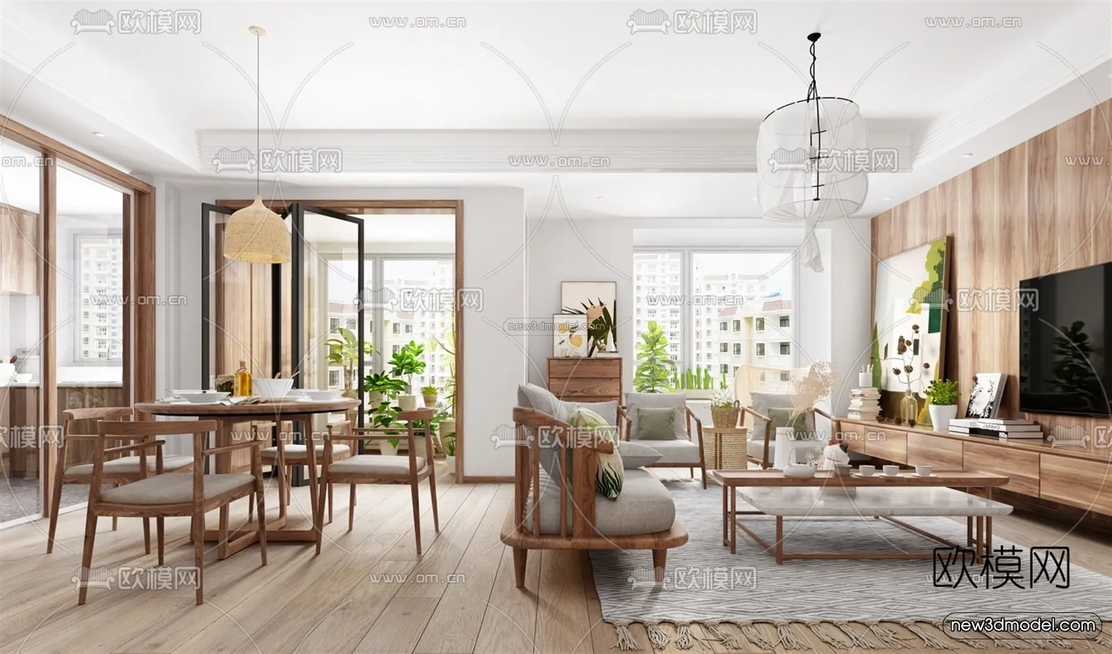 Nordic Style Interior 3D Blocks – Living Room 3D Model – 025 – VRAY