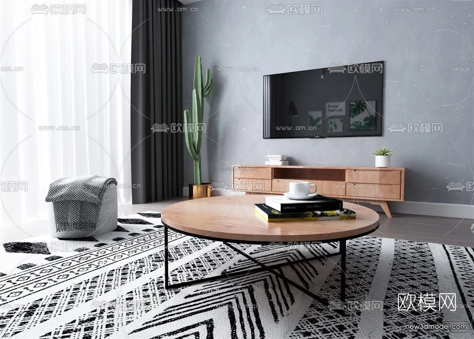 Nordic Style Interior 3D Blocks – Living Room 3D Model – 027 – VRAY