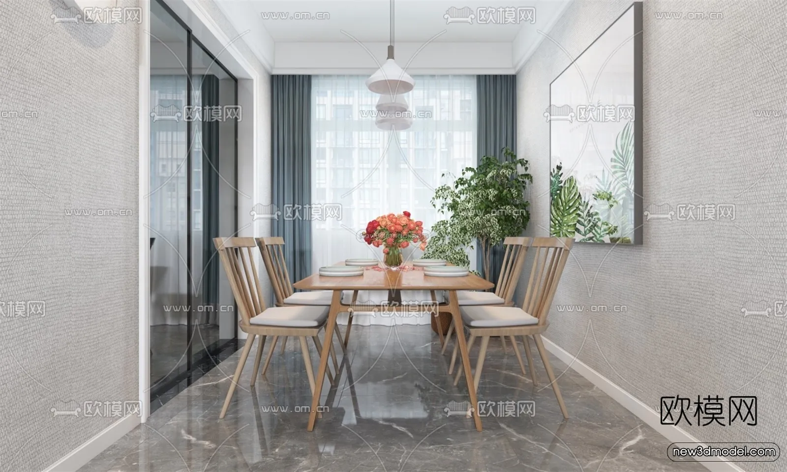 Nordic Style Interior 3D Blocks – Living Room 3D Model – 030 – VRAY