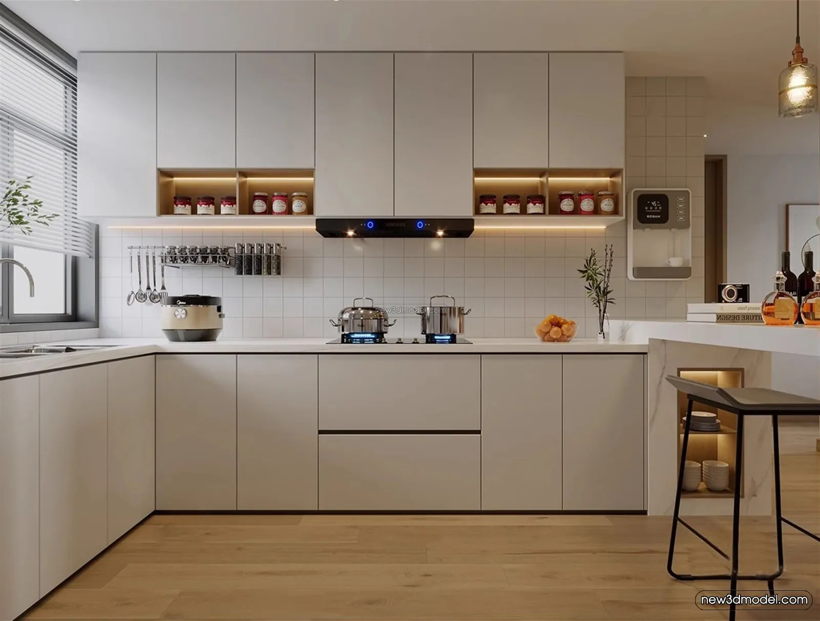 Nordic Style Interior 3D Blocks – Living Room 3D Model – 031 – VRAY