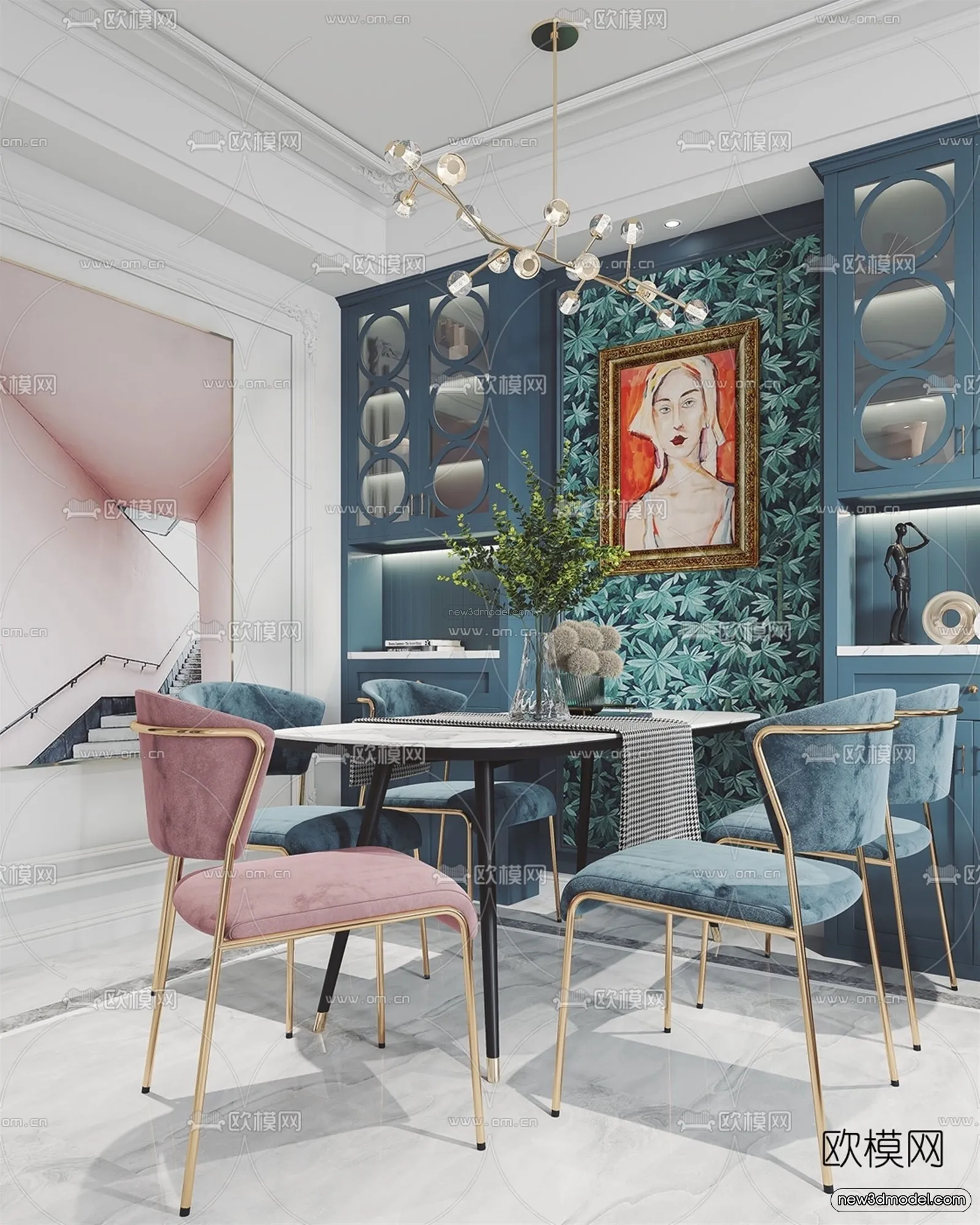 Nordic Style Interior 3D Blocks – Living Room 3D Model – 032 – VRAY