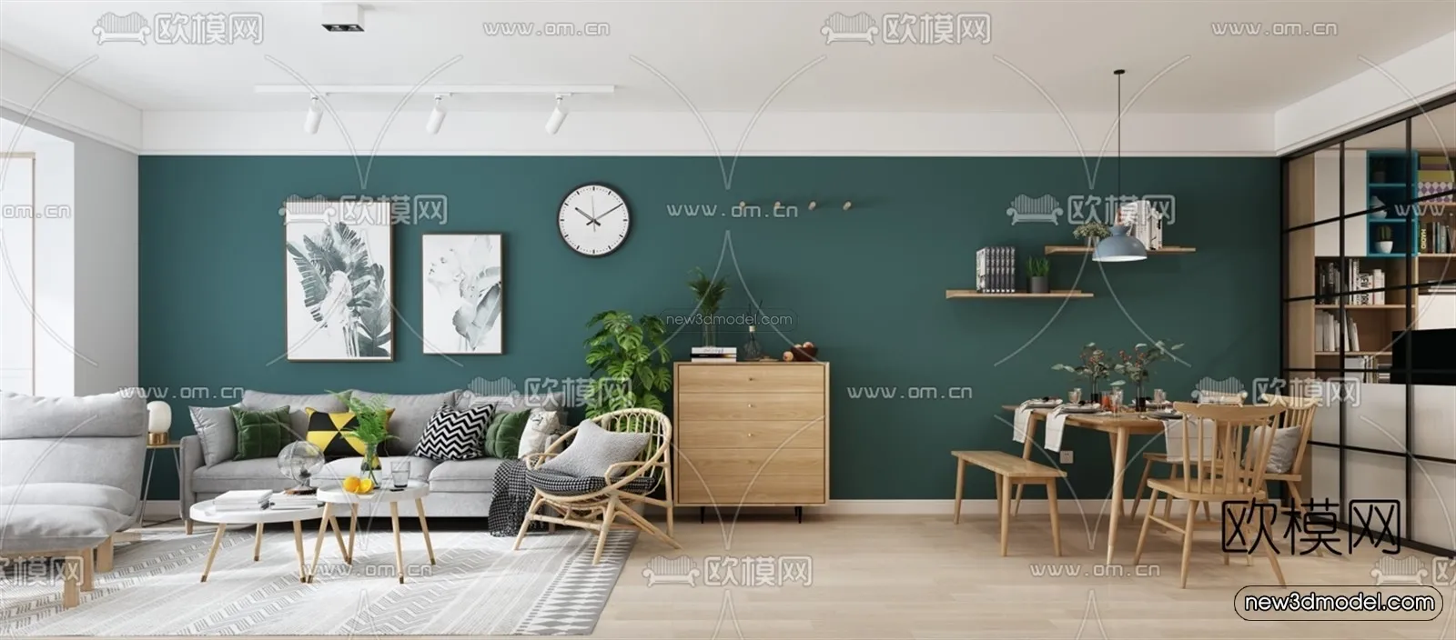 Nordic Style Interior 3D Blocks – Living Room 3D Model – 033 – VRAY