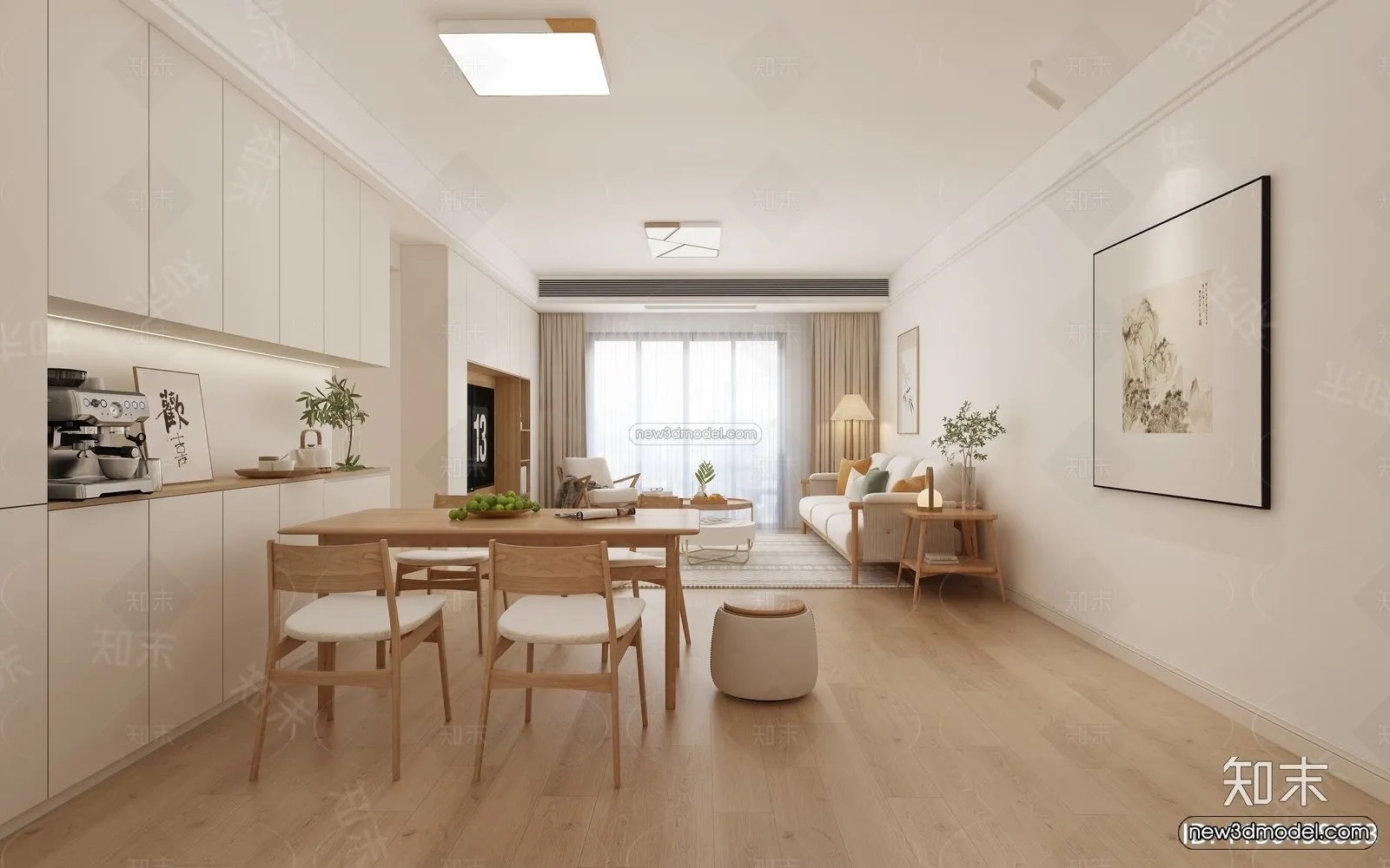 Nordic Style Interior 3D Blocks – Living Room 3D Model – 035 – VRAY