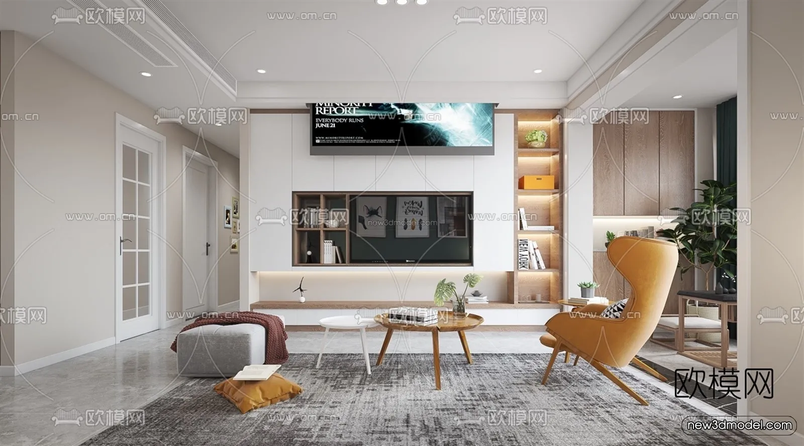 Nordic Style Interior 3D Blocks – Living Room 3D Model – 036 – VRAY