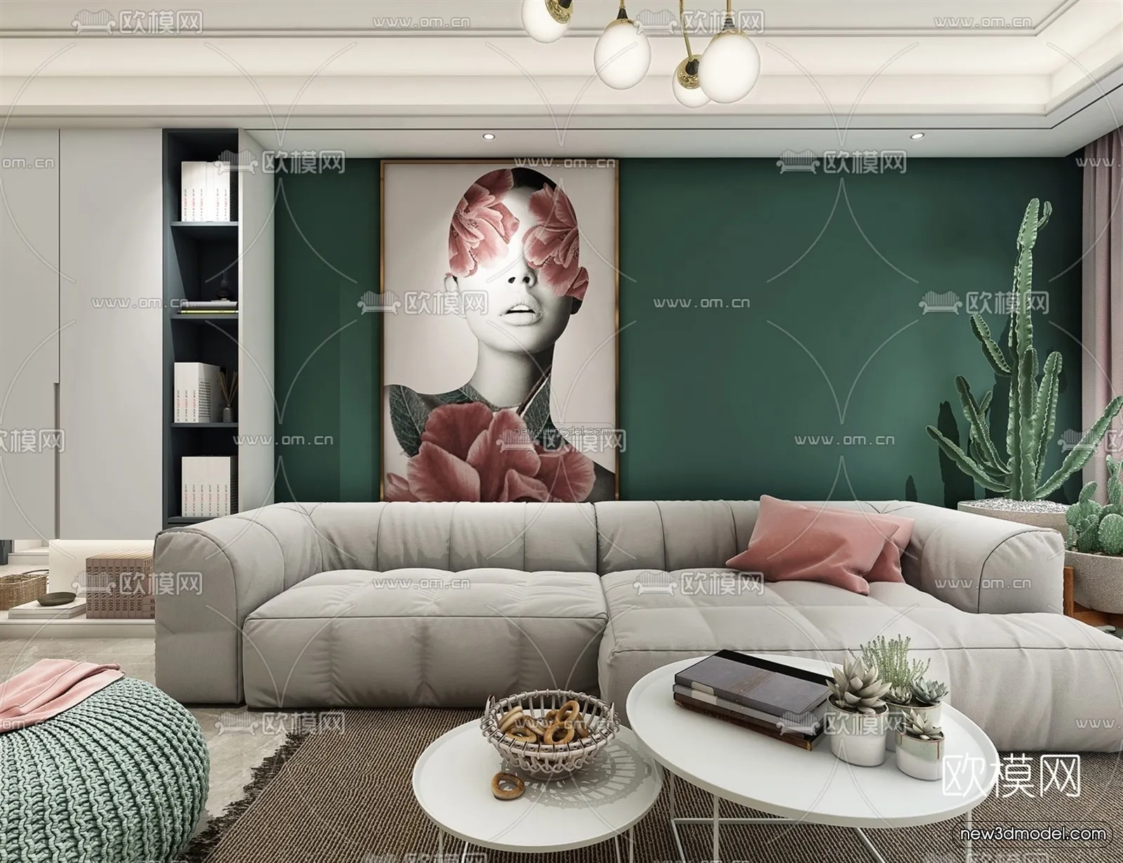 Nordic Style Interior 3D Blocks – Living Room 3D Model – 042 – VRAY