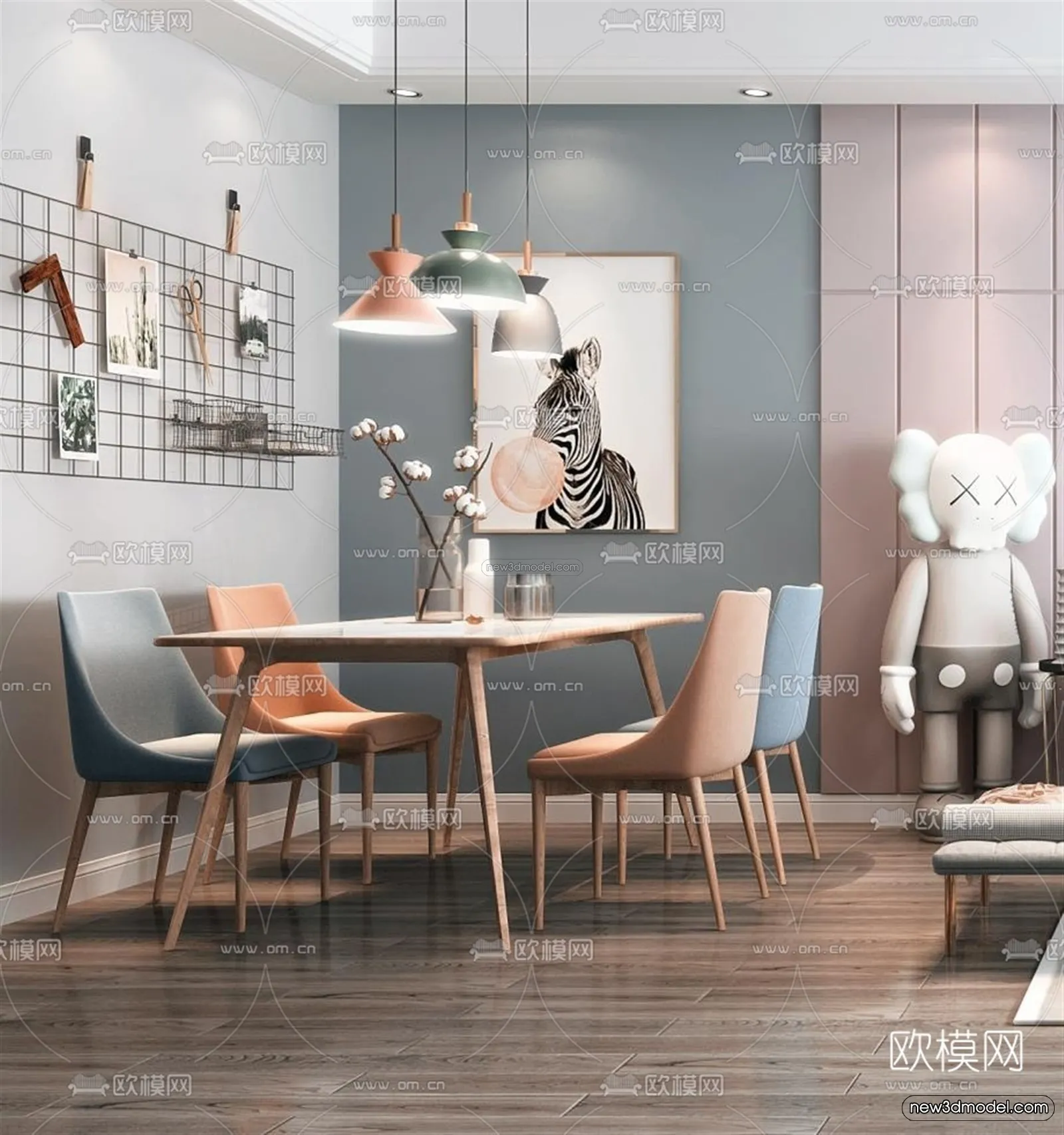 Nordic Style Interior 3D Blocks – Living Room 3D Model – 043 – VRAY