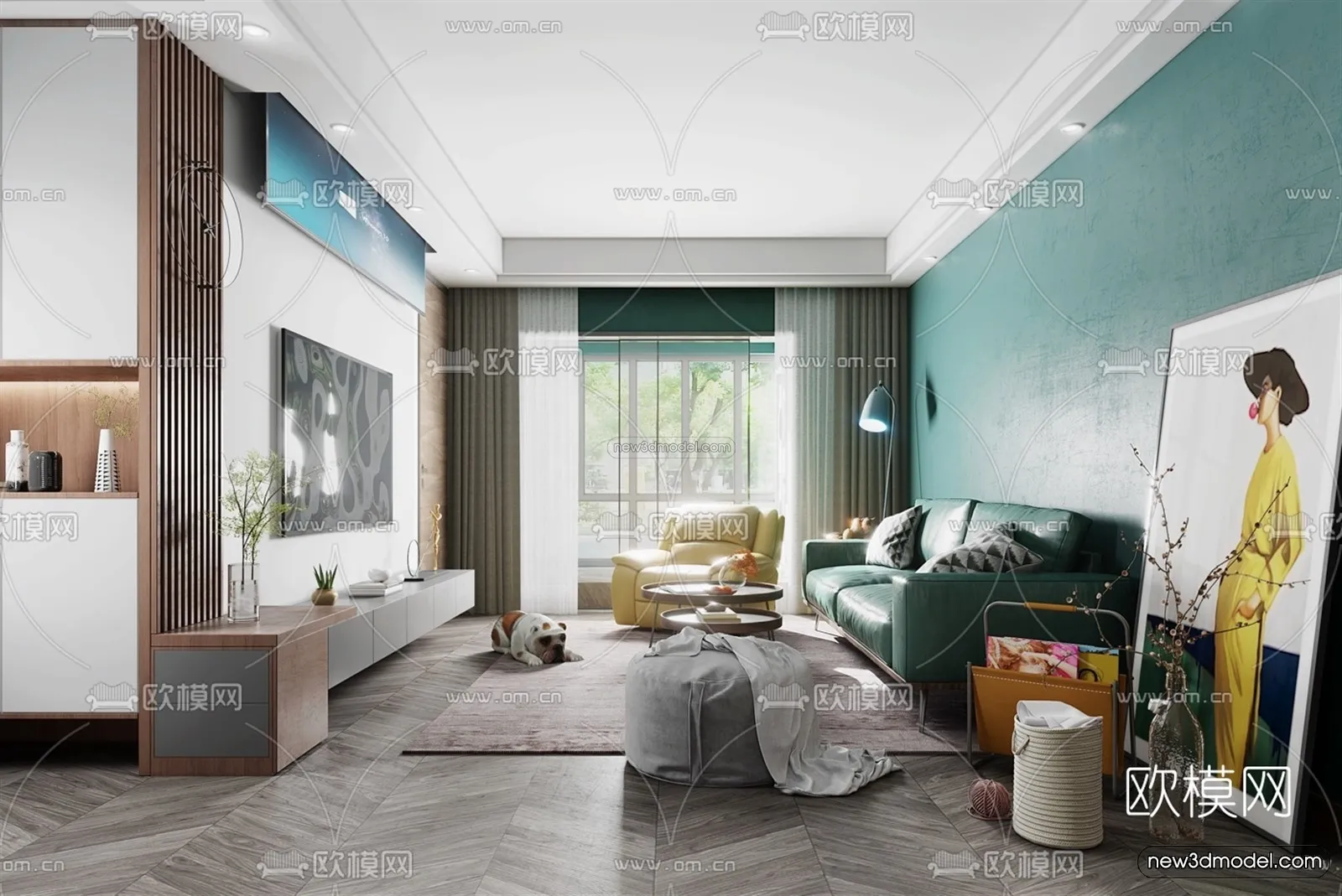 Nordic Style Interior 3D Blocks – Living Room 3D Model – 046 – VRAY