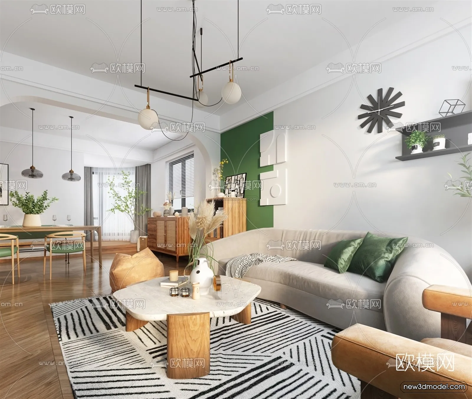 Nordic Style Interior 3D Blocks – Living Room 3D Model – 049 – VRAY