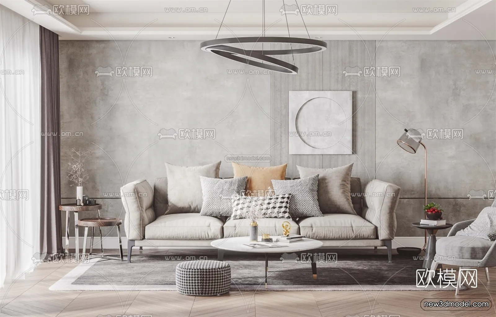 Nordic Style Interior 3D Blocks – Living Room 3D Model – 061 – VRAY