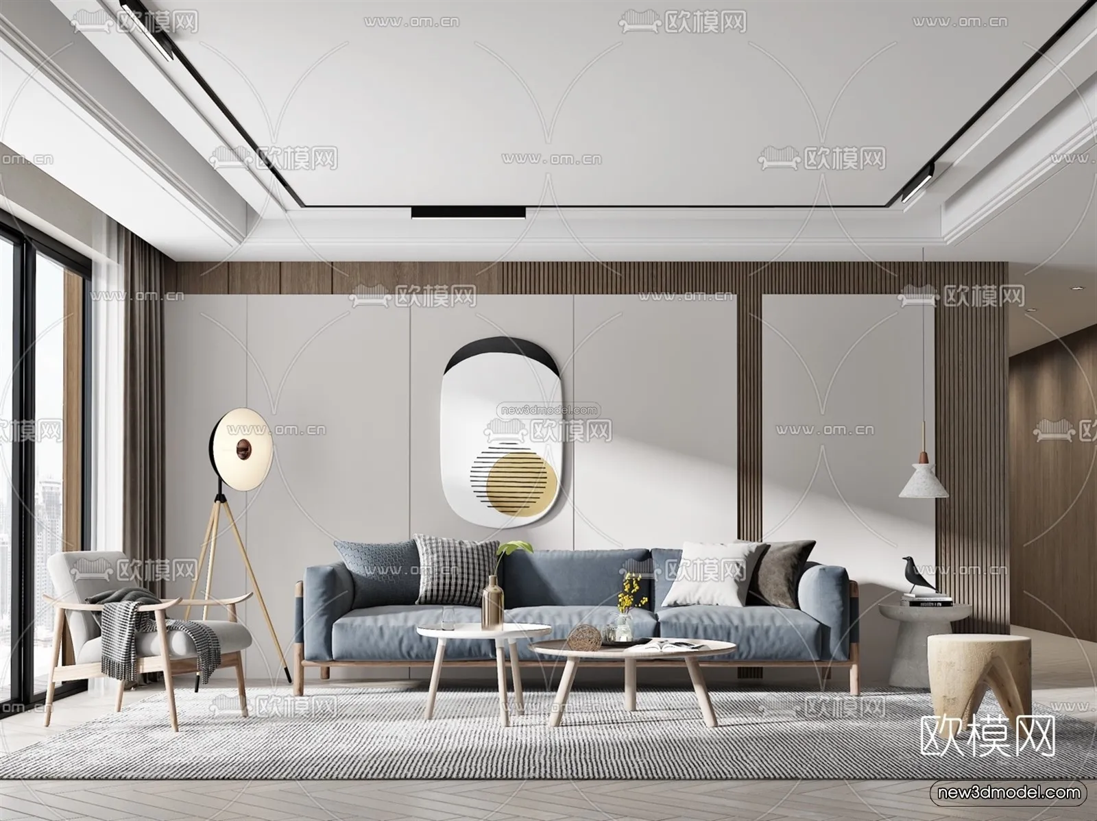 Nordic Style Interior 3D Blocks – Living Room 3D Model – 062 – VRAY