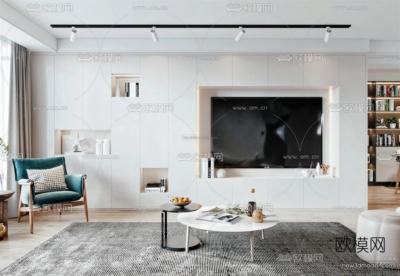 Nordic Style Interior 3D Blocks – Living Room 3D Model – 064 – VRAY