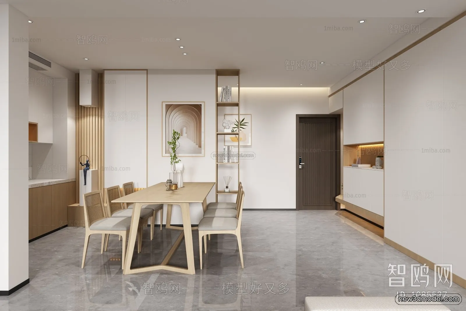 Nordic Style Interior 3D Blocks – Living Room 3D Model – 070 – VRAY