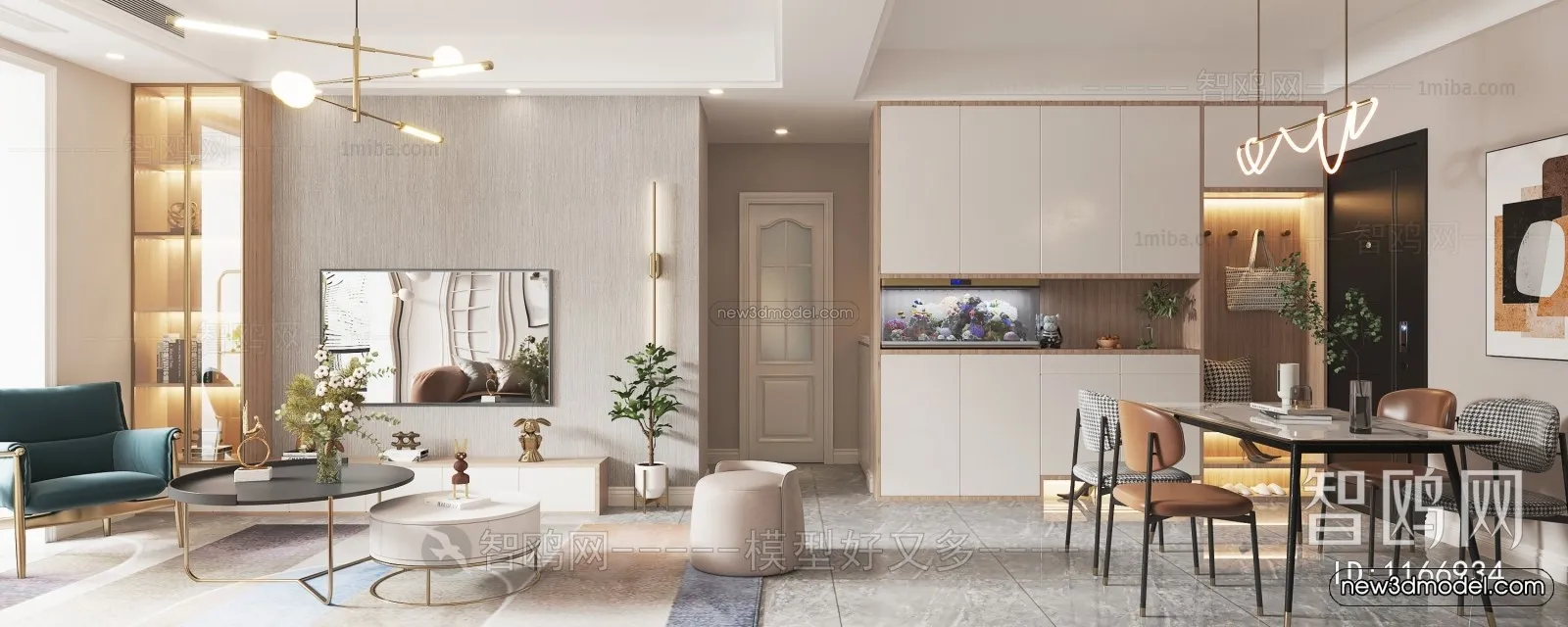 Nordic Style Interior 3D Blocks – Living Room 3D Model – 072 – VRAY