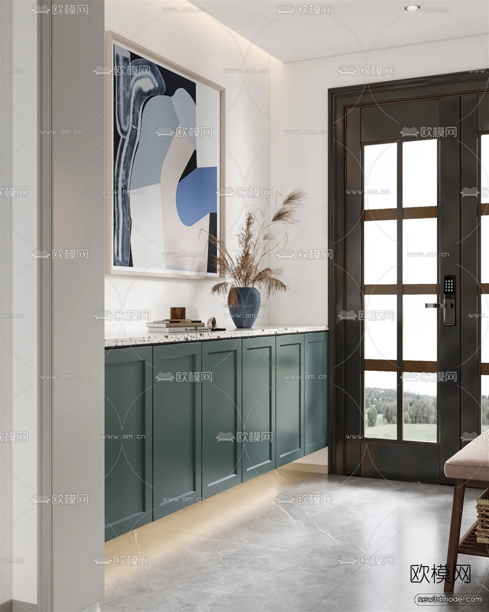 Nordic Style Interior 3D Blocks – Living Room 3D Model – 073 – VRAY