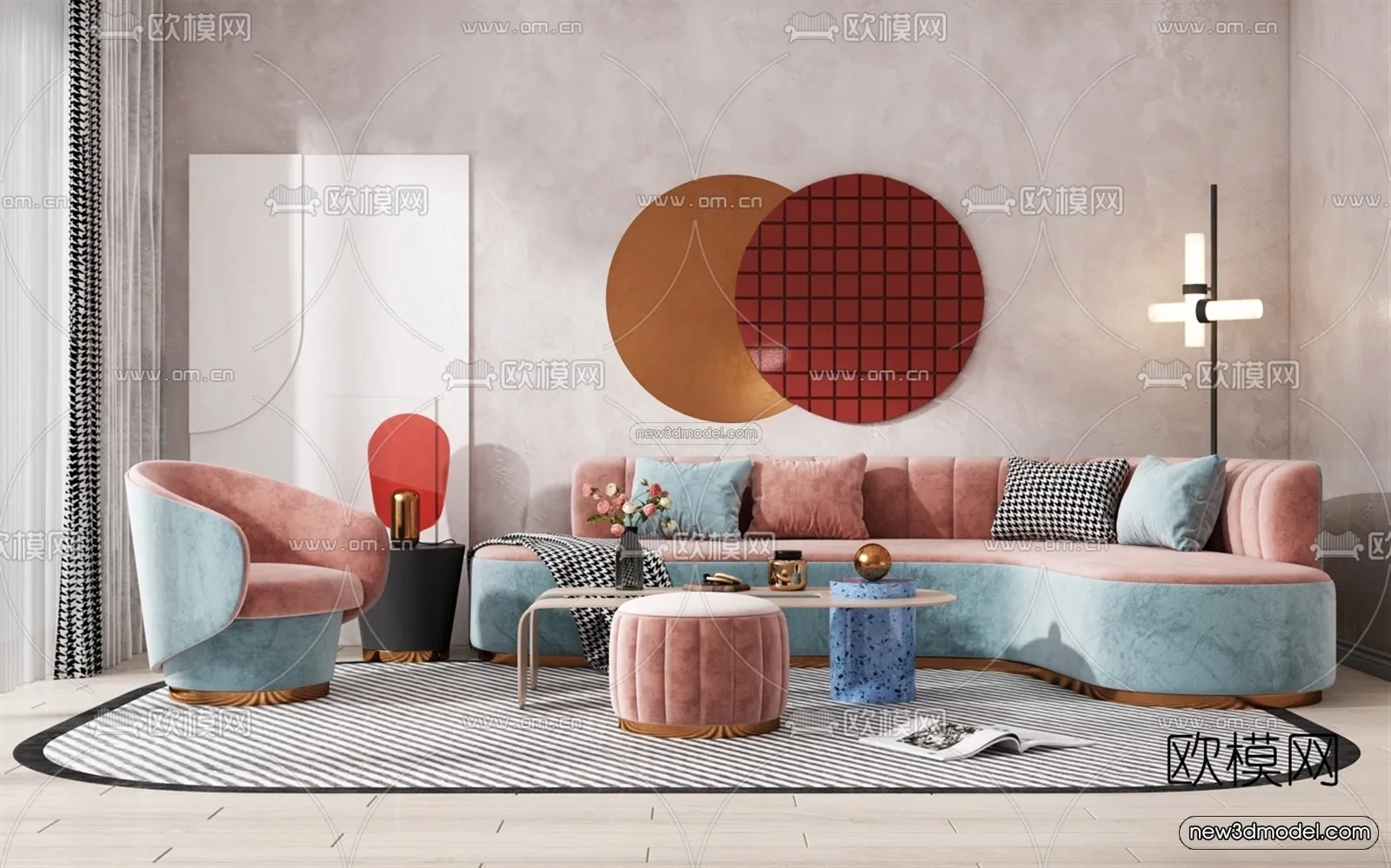 Nordic Style Interior 3D Blocks – Living Room 3D Model – 083 – VRAY