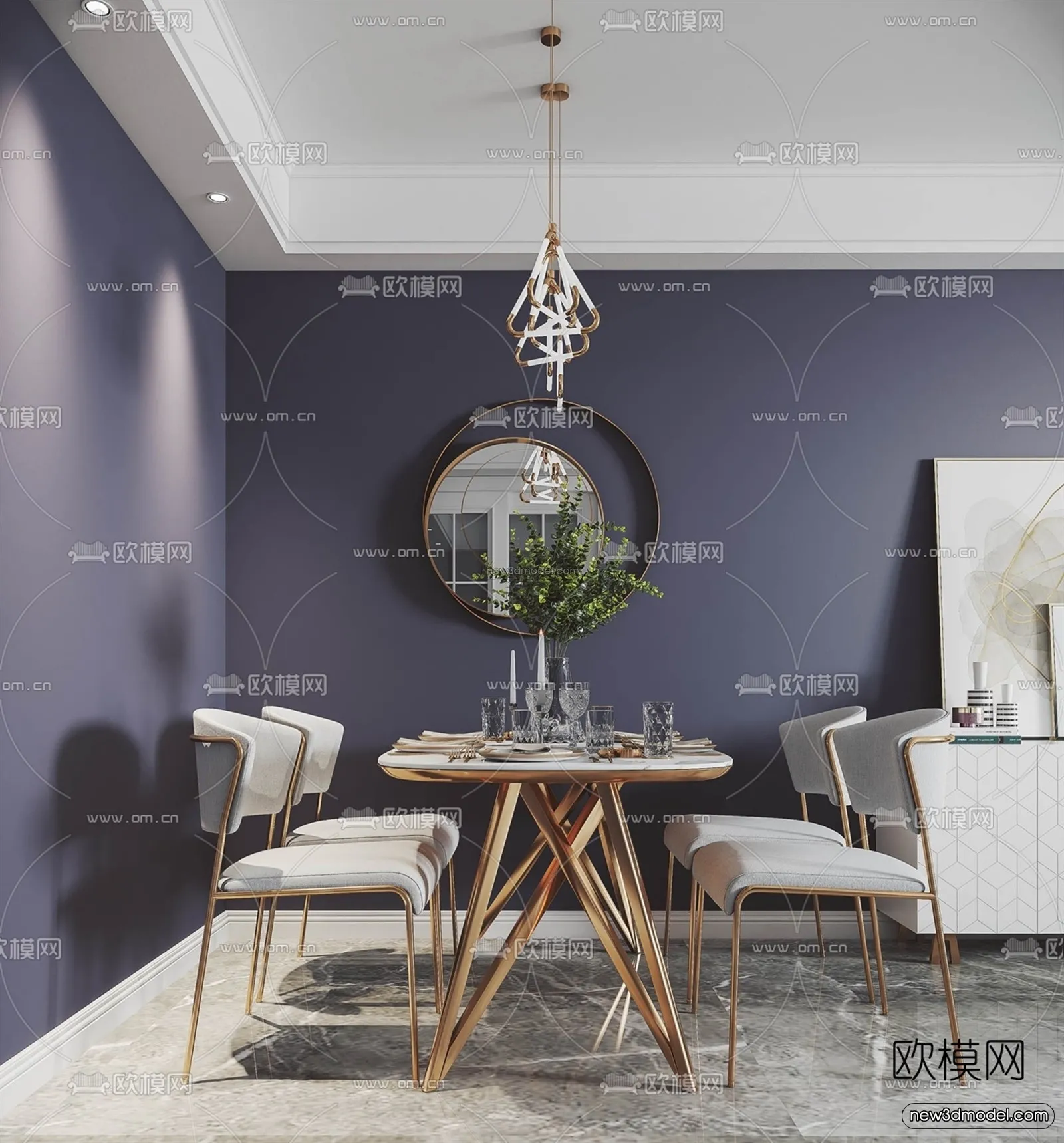 Nordic Style Interior 3D Blocks – Living Room 3D Model – 085 – VRAY