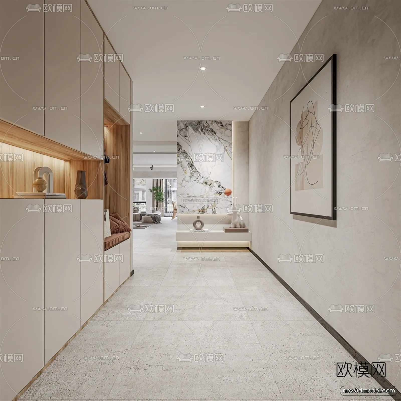 Nordic Style Interior 3D Blocks – Living Room 3D Model – 086 – VRAY