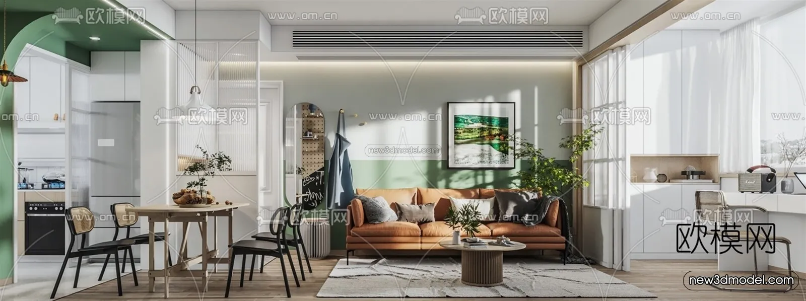 Nordic Style Interior 3D Blocks – Living Room 3D Model – 098 – VRAY