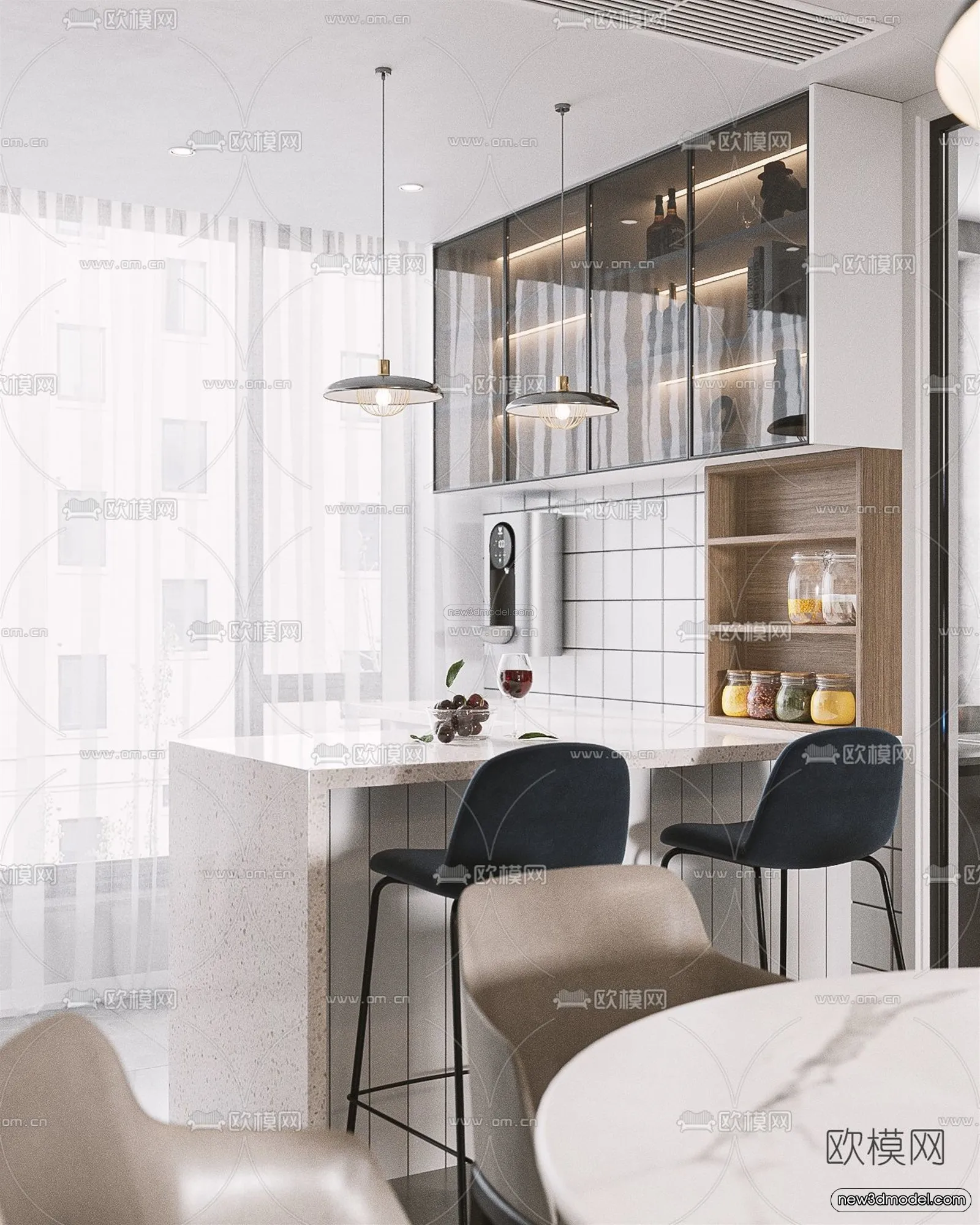 Nordic Style Interior 3D Blocks – Living Room 3D Model – 104 – VRAY