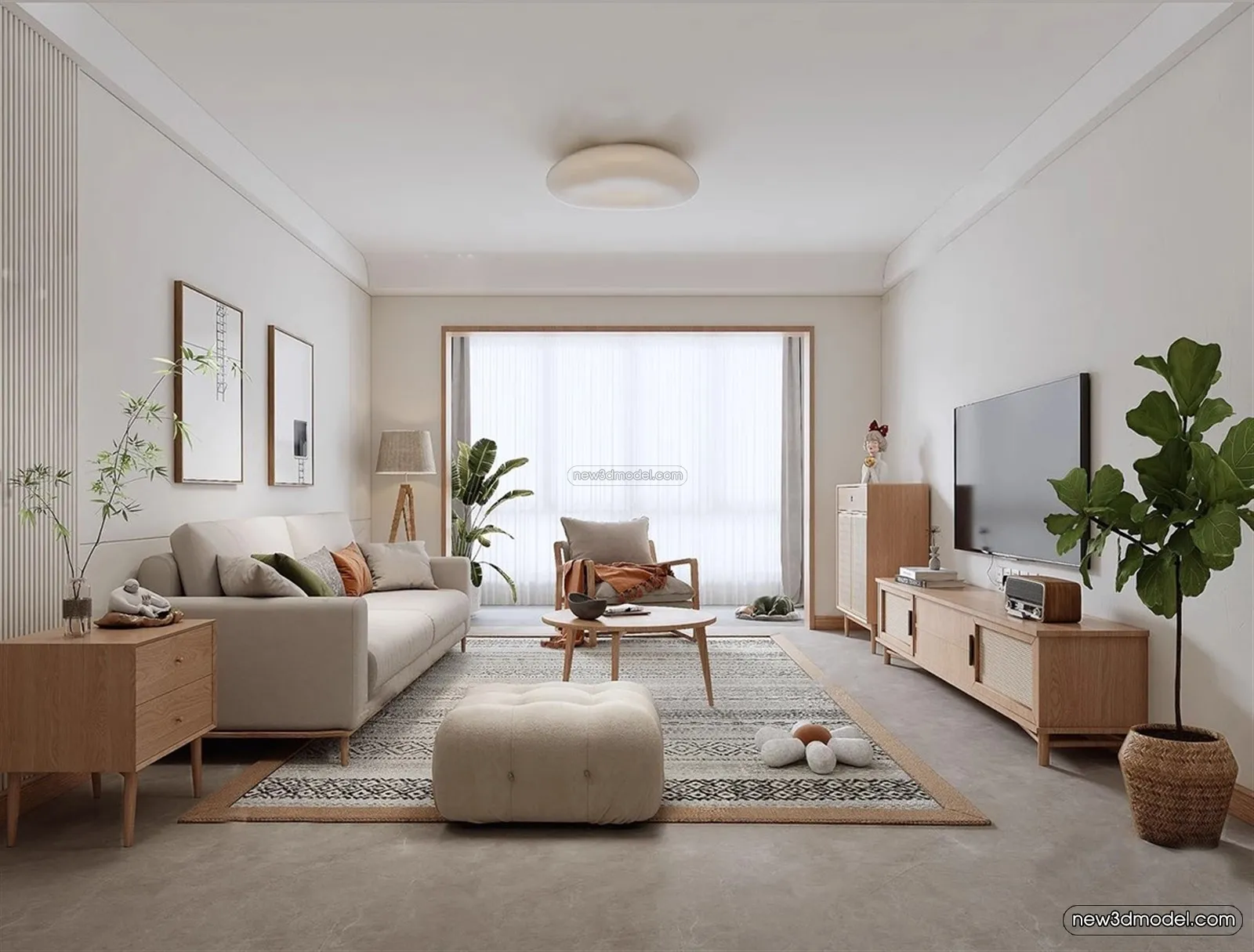 Nordic Style Interior 3D Blocks – Living Room 3D Model – 112 – VRAY