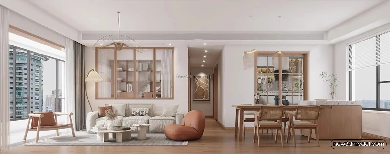 Nordic Style Interior 3D Blocks – Living Room 3D Model – 113 – VRAY