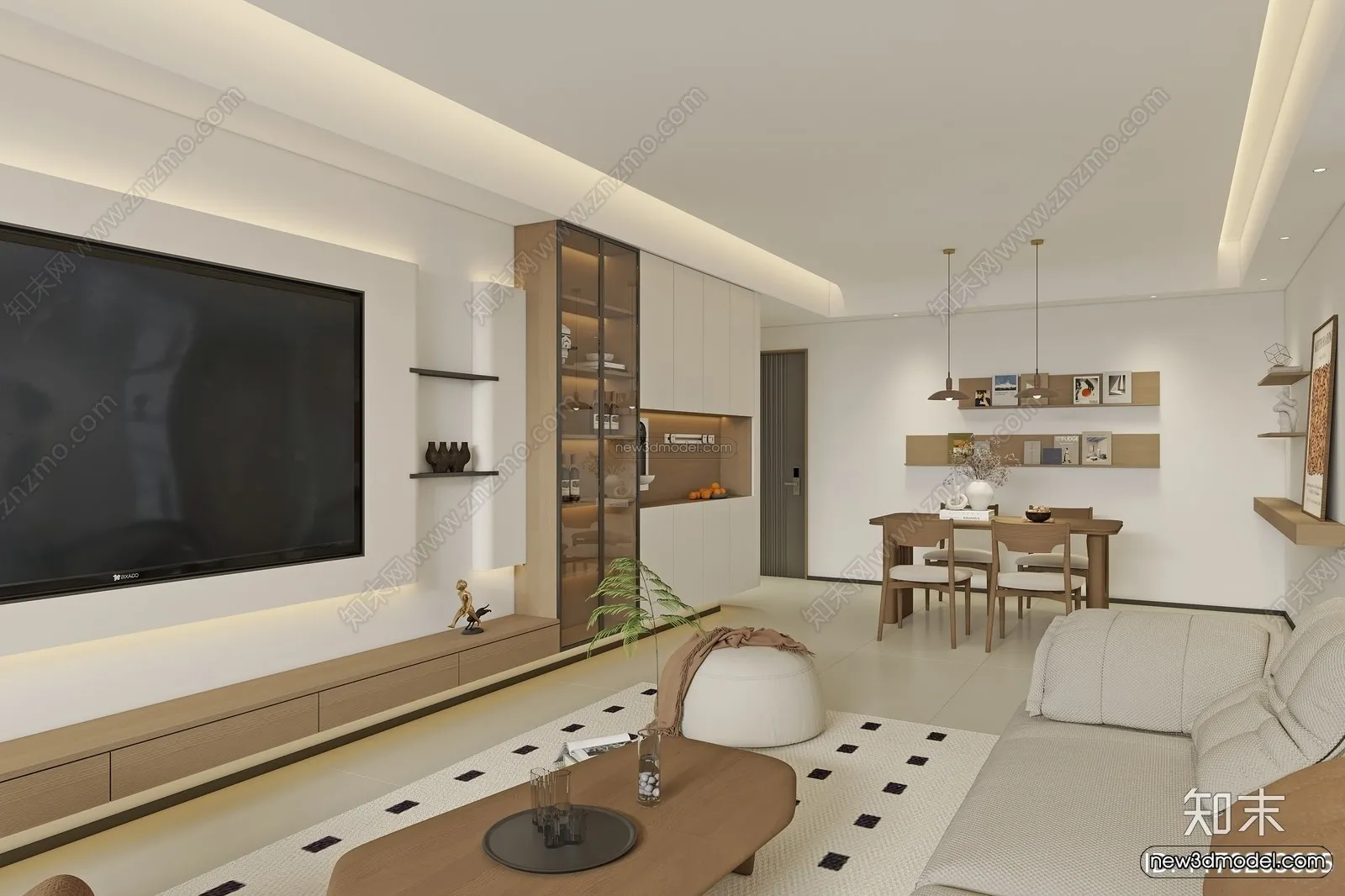 Nordic Style Interior 3D Blocks – Living Room 3D Model – 123 – VRAY