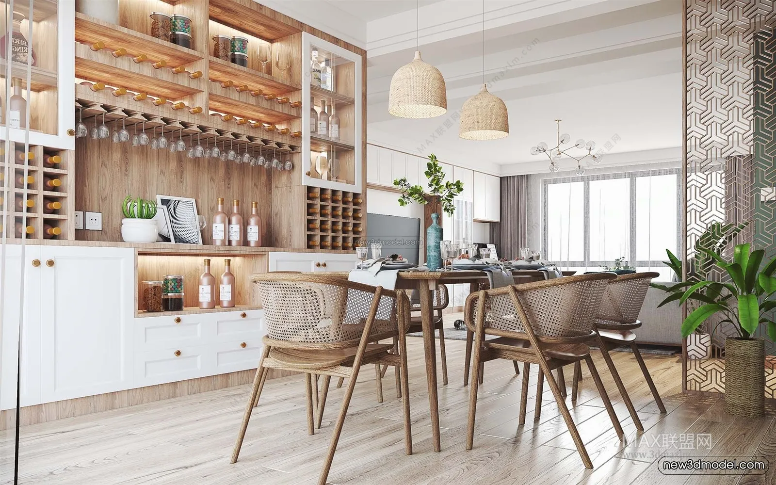 Nordic Style Interior 3D Blocks – Living Room 3D Model – 124 – VRAY