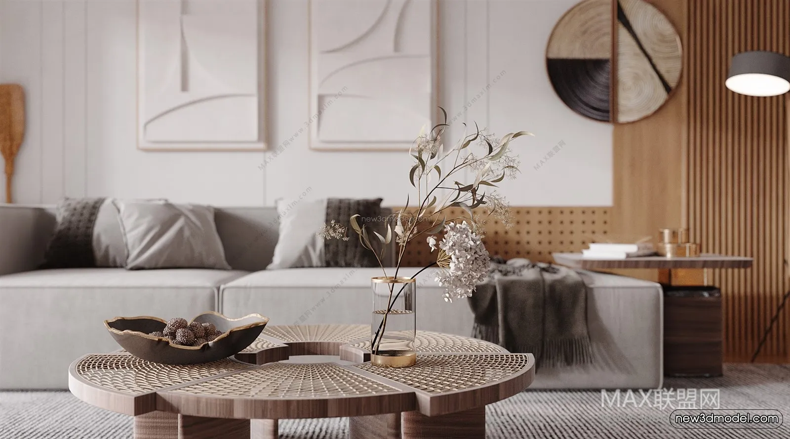 Nordic Style Interior 3D Blocks – Living Room 3D Model – 126 – VRAY