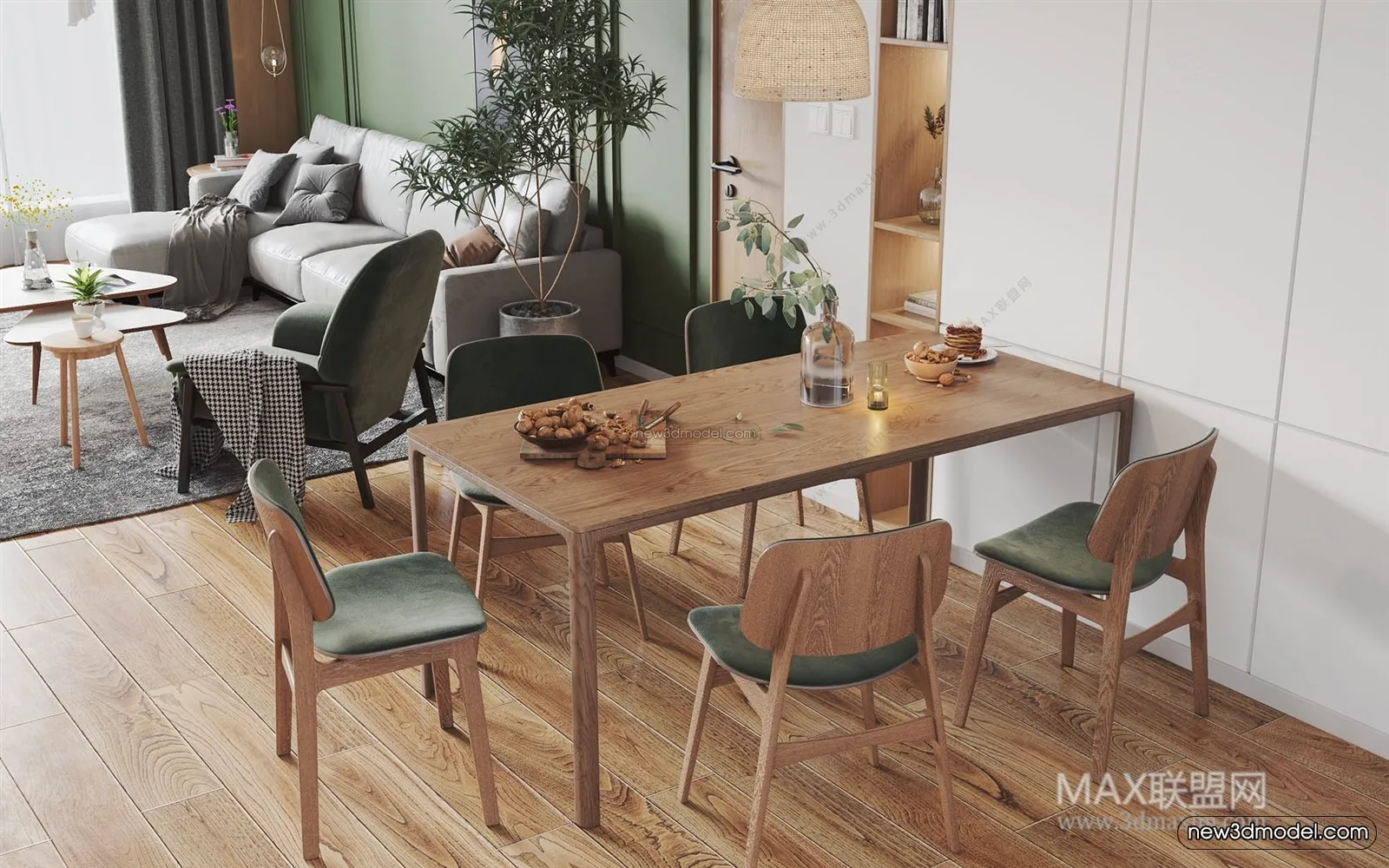 Nordic Style Interior 3D Blocks – Living Room 3D Model – 128 – VRAY