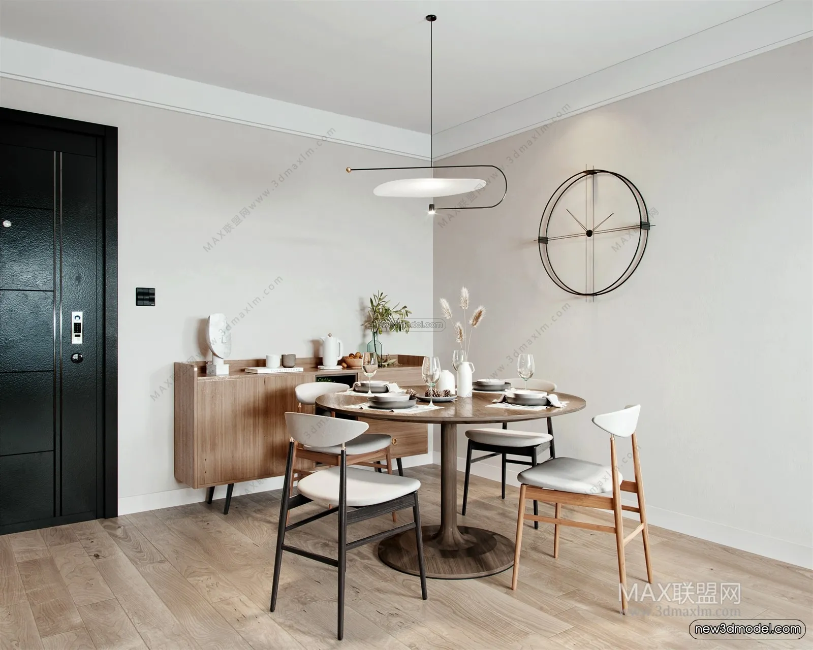 Nordic Style Interior 3D Blocks – Living Room 3D Model – 132 – VRAY