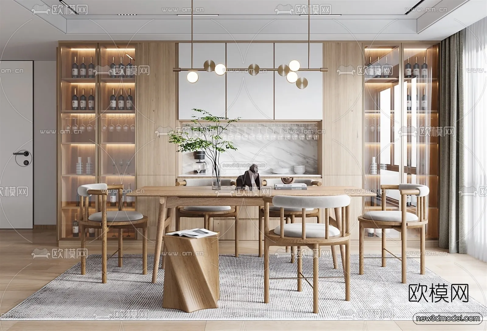 Nordic Style Interior 3D Blocks – Living Room 3D Model – 140 – VRAY