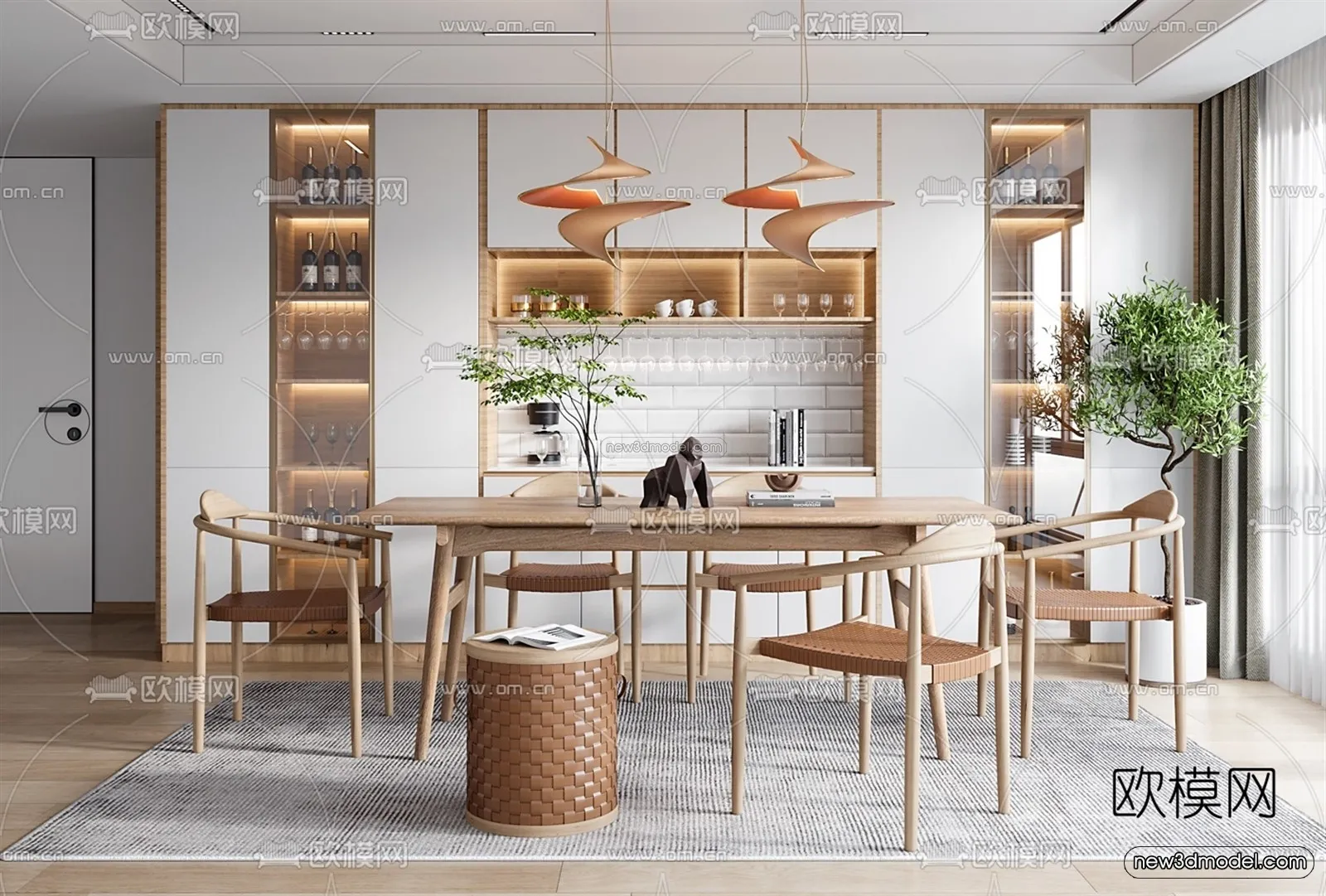 Nordic Style Interior 3D Blocks – Living Room 3D Model – 142 – VRAY